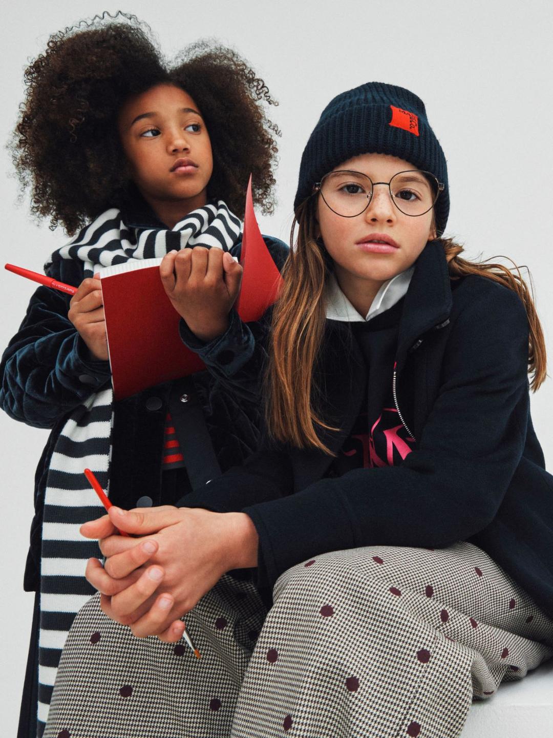 Pantaloni straight in pied-de-poule a pois KID | Max&Co Pantaloni straight in pied-de-poule a pois KID | Max&Co