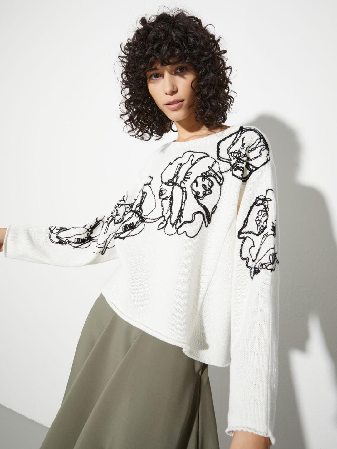 Maglia ricamata in cotone e lana | Max&Co Maglia ricamata in cotone e lana | Max&Co