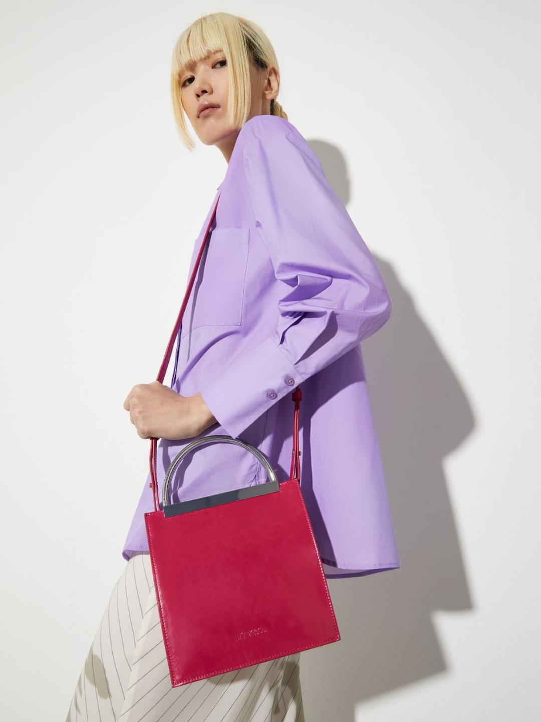 Borsa in pelle con manici in metallo | Max&Co Borsa in pelle con manici in metallo | Max&Co