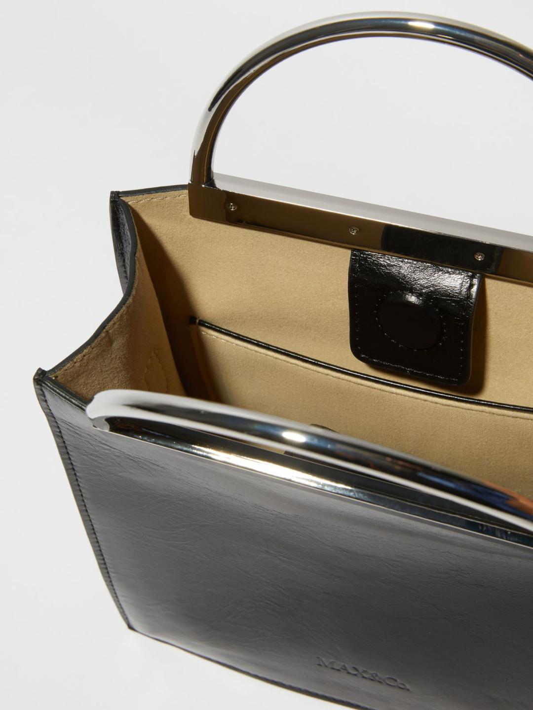 Borsa in pelle con manici in metallo | Max&Co Borsa in pelle con manici in metallo | Max&Co