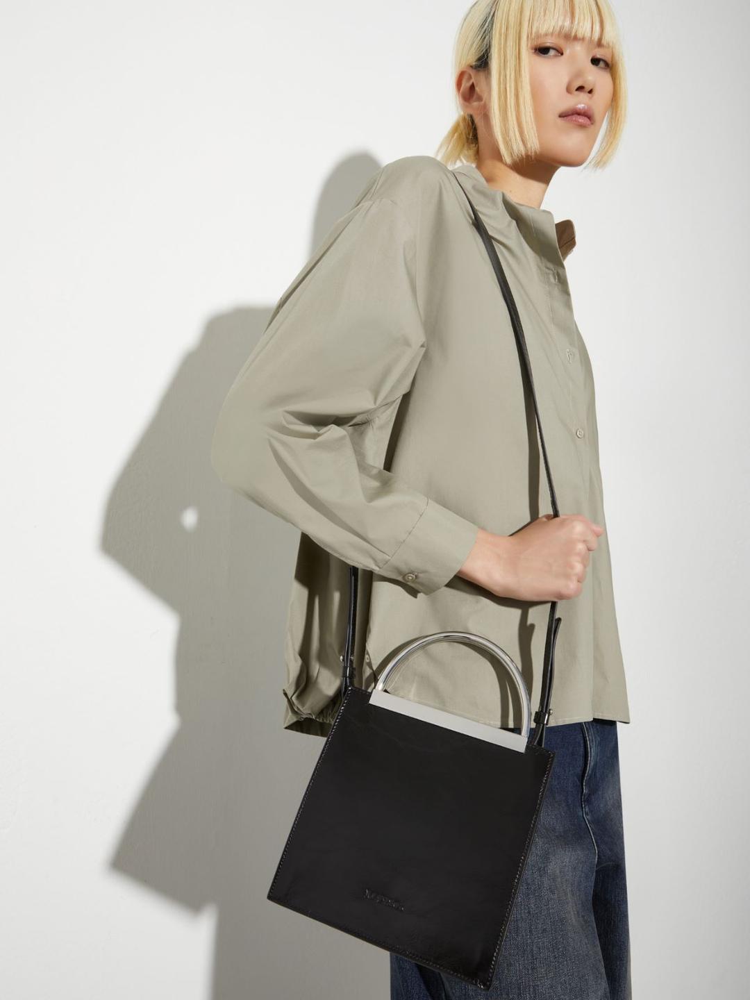 Borsa in pelle con manici in metallo | Max&Co Borsa in pelle con manici in metallo | Max&Co