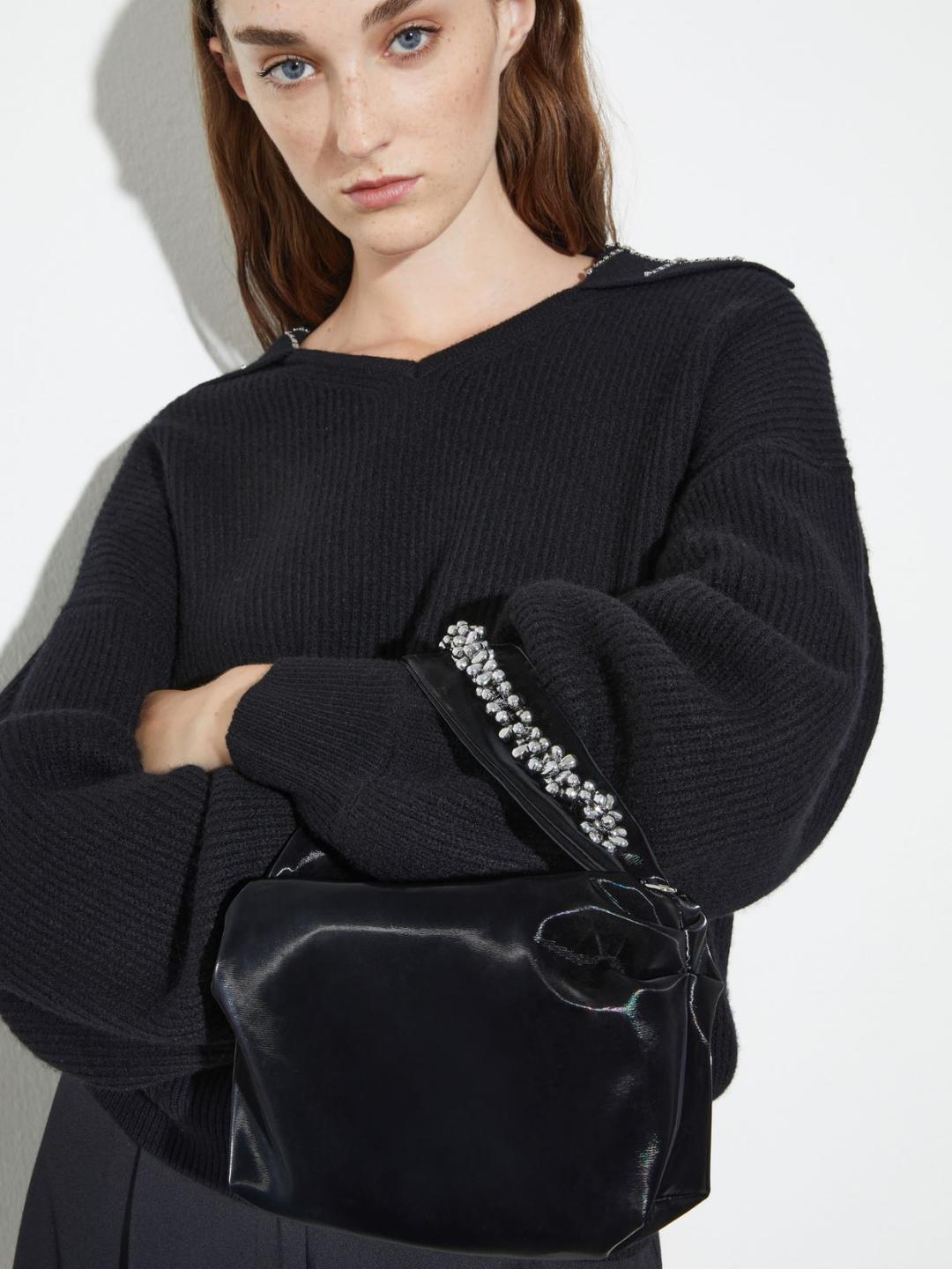 Glossy bag con ricami bijou | Max&Co Glossy bag con ricami bijou | Max&Co