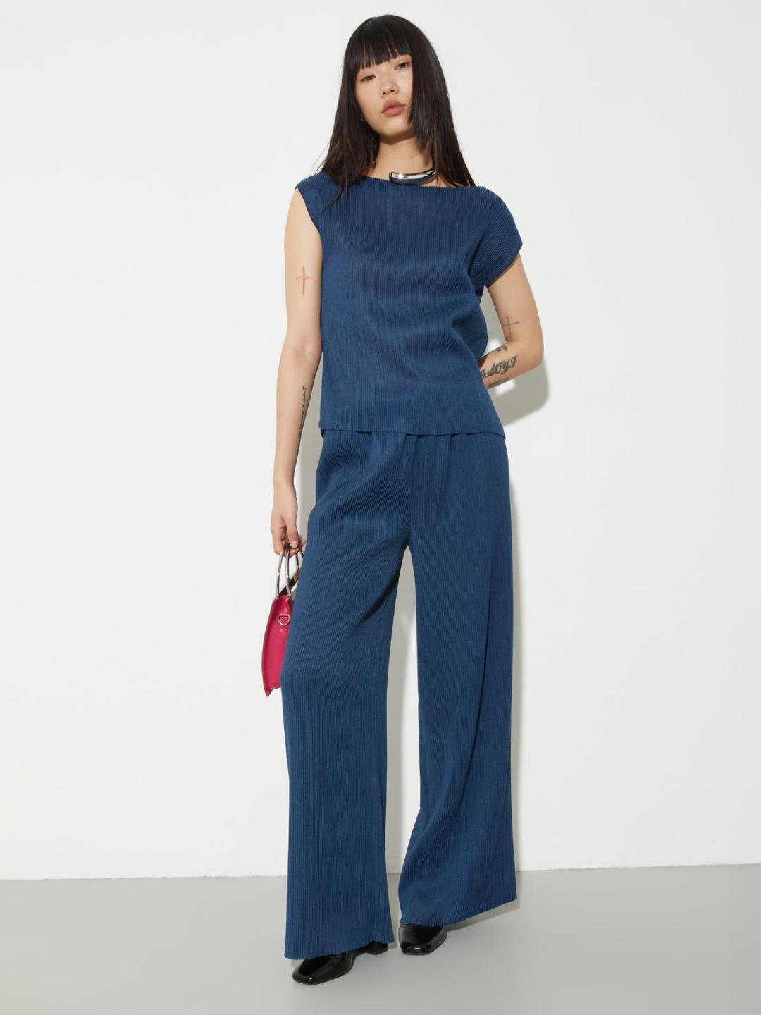 Pantaloni ampi in jersey plissé | Max&Co Pantaloni ampi in jersey plissé | Max&Co