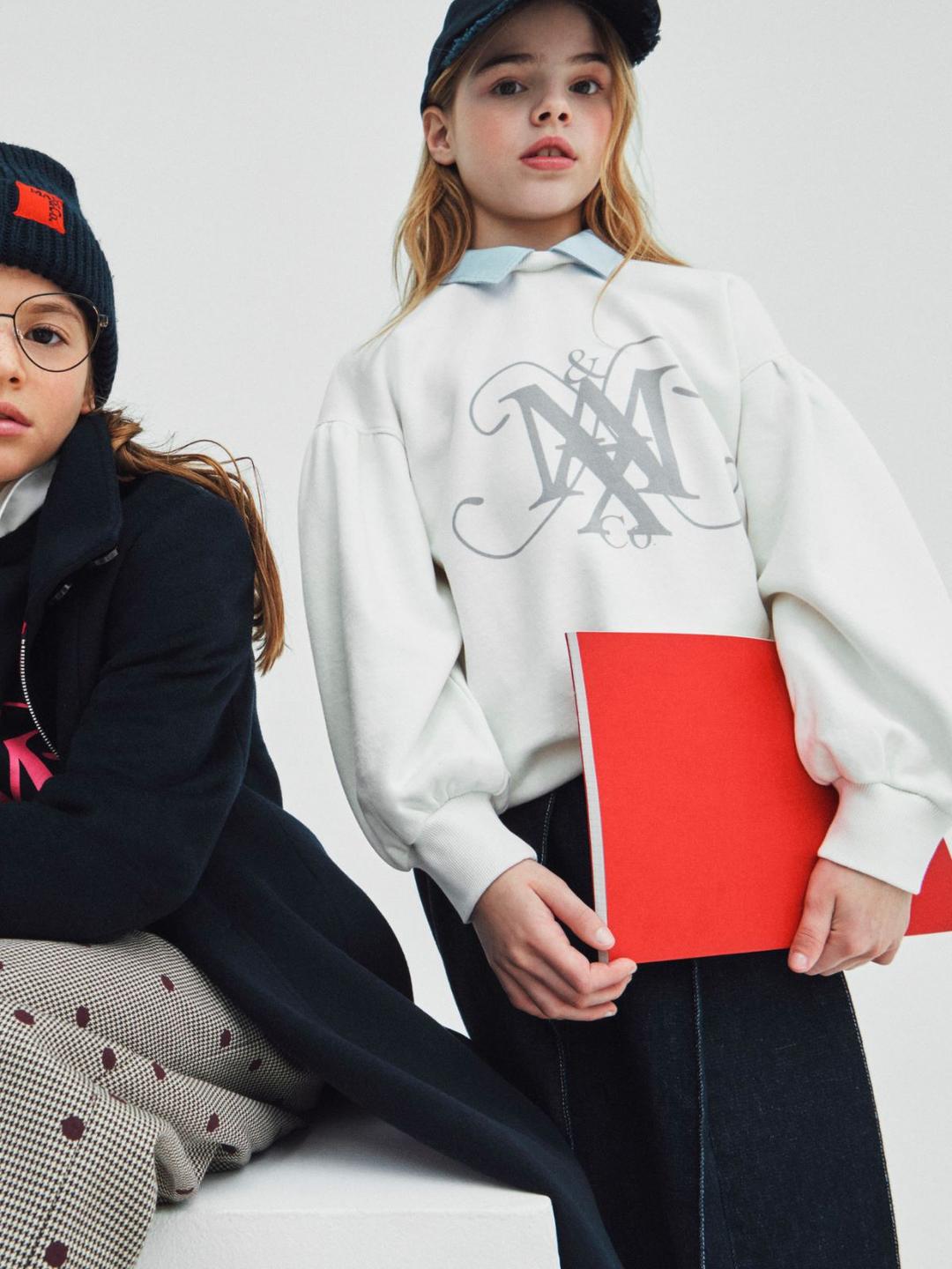 Felpa girocollo con colletto e stemma KID | Max&Co Felpa girocollo con colletto e stemma KID | Max&Co