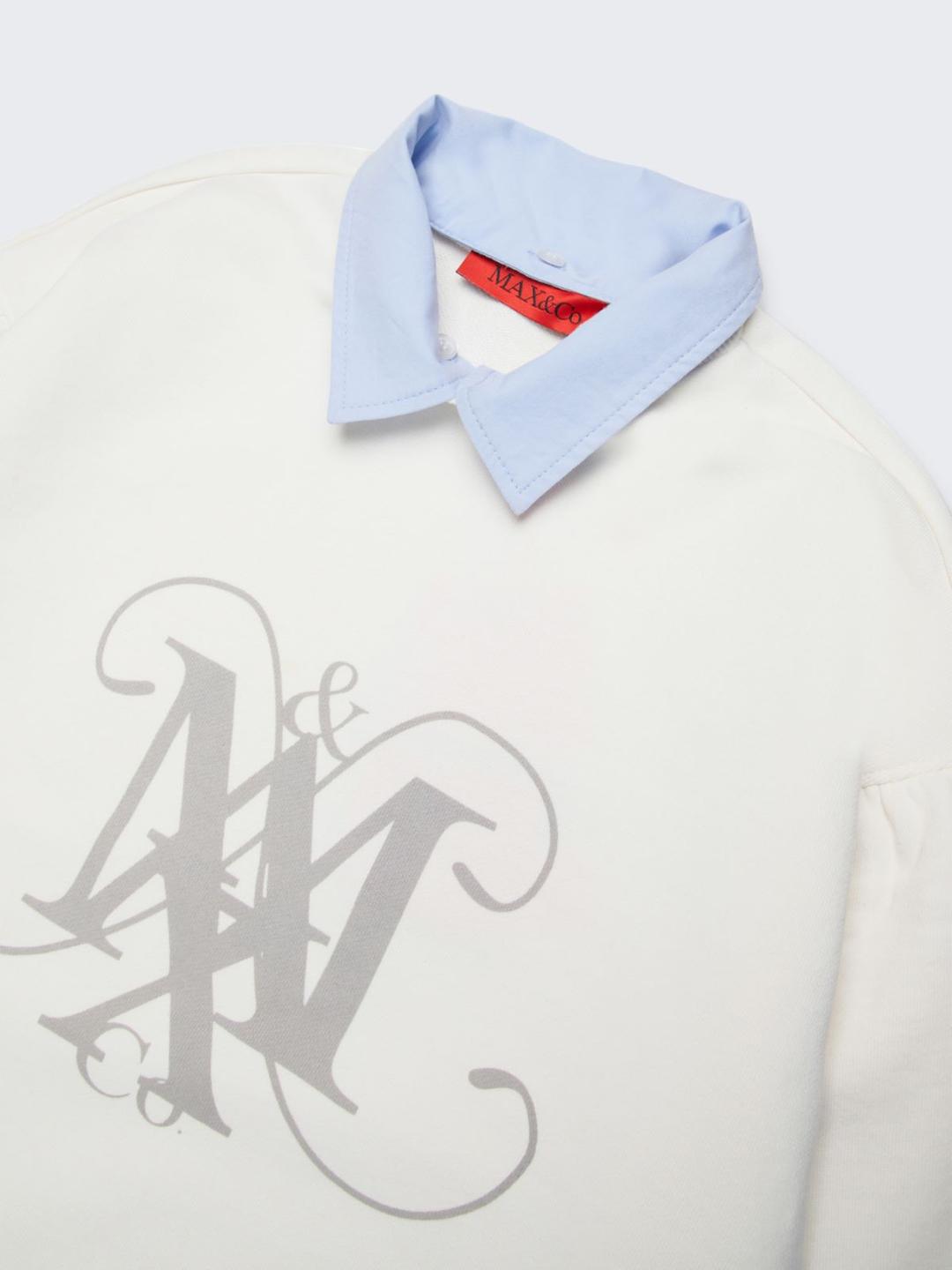 Felpa girocollo con colletto e stemma KID | Max&Co Felpa girocollo con colletto e stemma KID | Max&Co