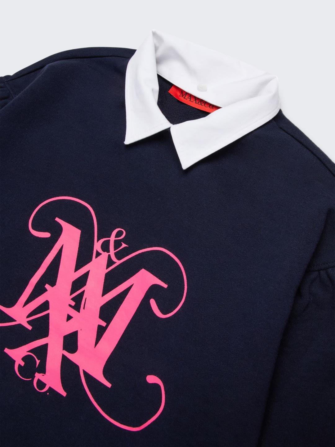 Felpa girocollo con colletto e stemma KID | Max&Co Felpa girocollo con colletto e stemma KID | Max&Co