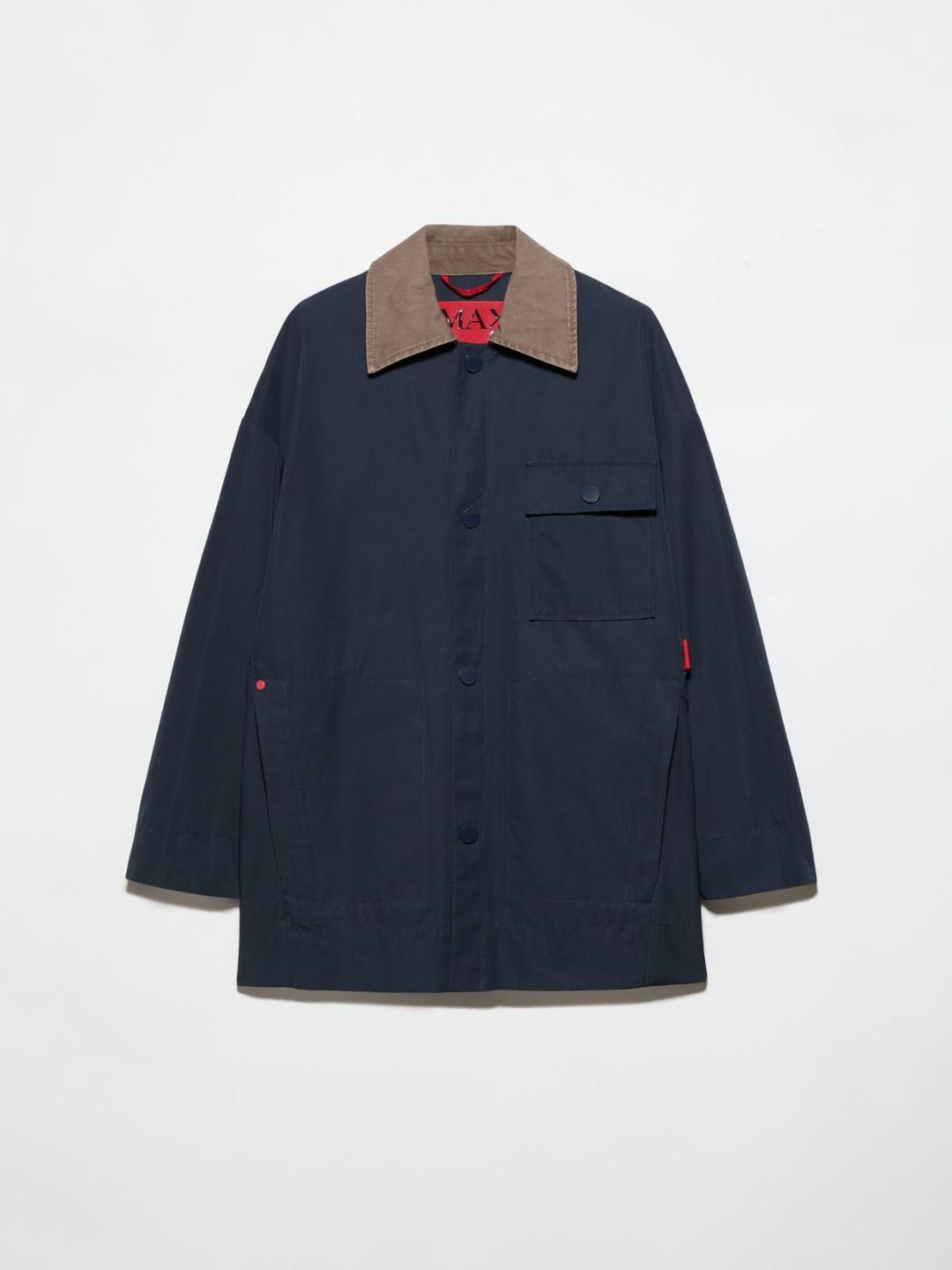 Giacca in ottoman antigoccia | Max&Co Giacca camicia blu in ottoman antigoccia con colletto in canvas di cotone e logo MAX&Co. ricamato. | Max&Co