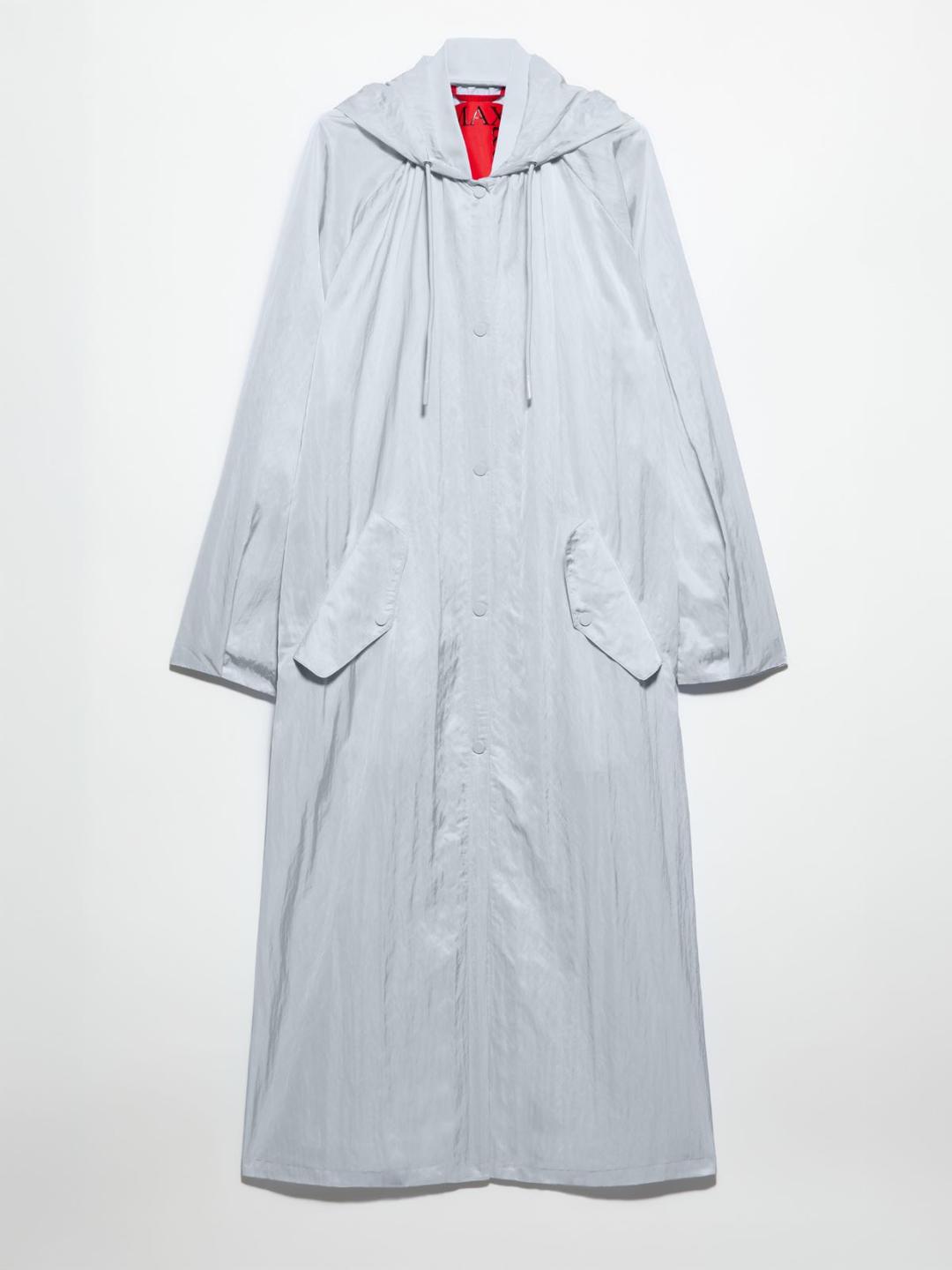 Parka oversize in tela parachute | Max&Co Parka oversize celeste in tela parachute antigoccia con cappuccio, tasche a pattina e chiusure a bottoni a pressione. | Max&Co