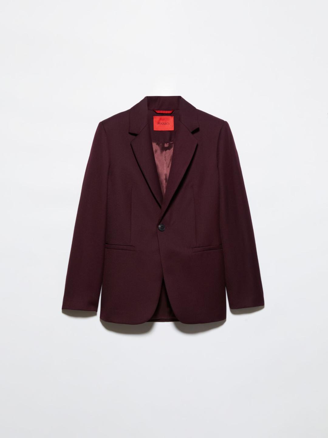 Blazer in blend di lana | Max&Co Blazer monopetto in blend di lana BORDEAUX con tessitura diagonale e finish spazzolato, taglio slim e un bottone. | Max&Co