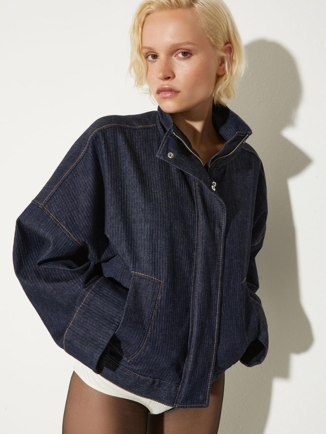 Bomber in denim 3D | Max&Co Bomber in denim 3D - vista alternativa - 1 | Max&Co