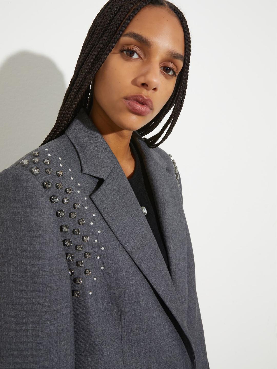 Blazer in grisaglia con strass | Max&Co Blazer in grisaglia con strass | Max&Co