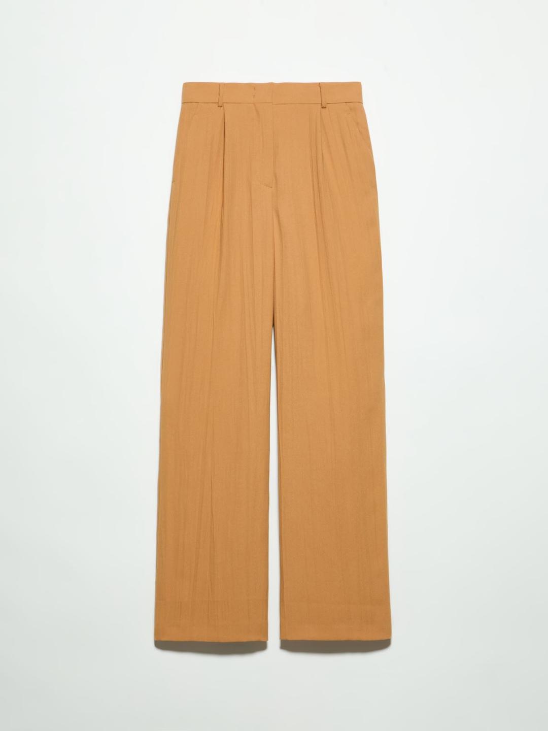 Pantaloni in envers satin crinkle | Max&Co Pantaloni classici in envers satin crinkle color terracotta con gamba diritta, vita regolare e pieghe frontali. | Max&Co