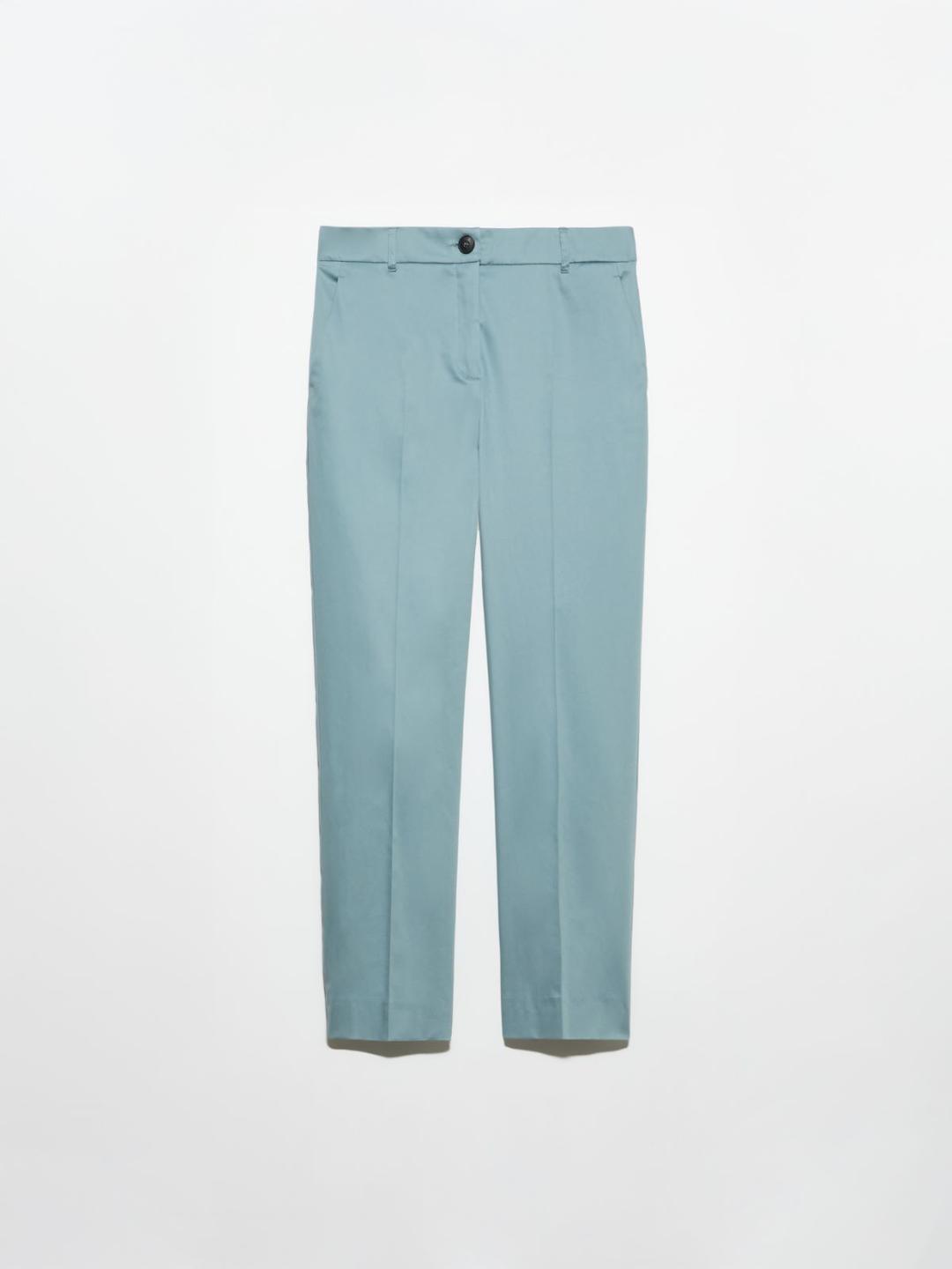 Pantaloni slim in raso di cotone | Max&Co Pantaloni slim da donna in raso di cotone stretch color quarzo, con vita regolare, tasche alla francese e piega stirata. | Max&Co