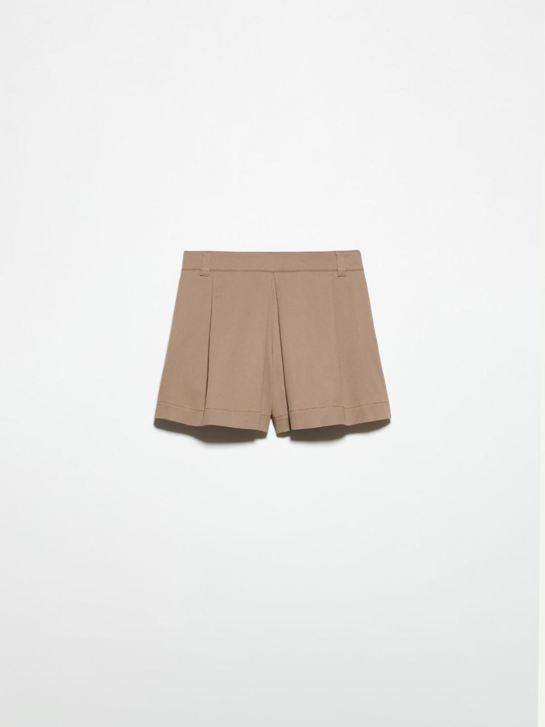Shorts in gabardine di cotone | Max&Co Shorts in gabardine di cotone stretch color Cacao con vita regolare, passanti, pieghe frontali e tasche a filo sul retro. | Max&Co