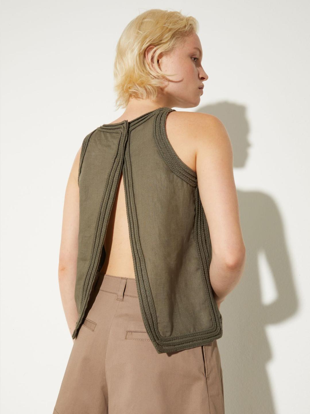 Top in lino con passamanerie | Max&Co Top in lino con passamanerie - vista alternativa - 3 | Max&Co