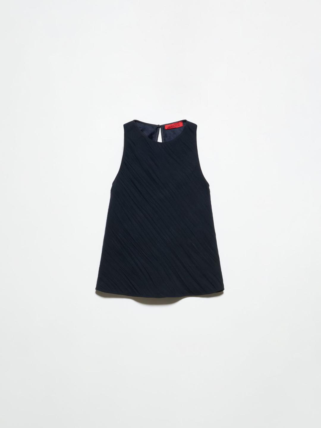 Top in envers satin crinkle | Max&Co Top blu notte in envers satin crinkle con finitura tridimensionale e taglio in sbieco. | Max&Co