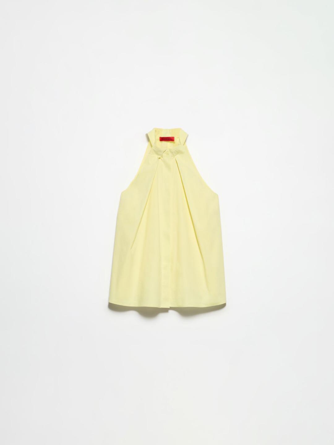 Top in popeline e voile | Max&Co Top giallo limone in popeline e voile di cotone con taglio halterneck e pieghe d'ispirazione origami. | Max&Co