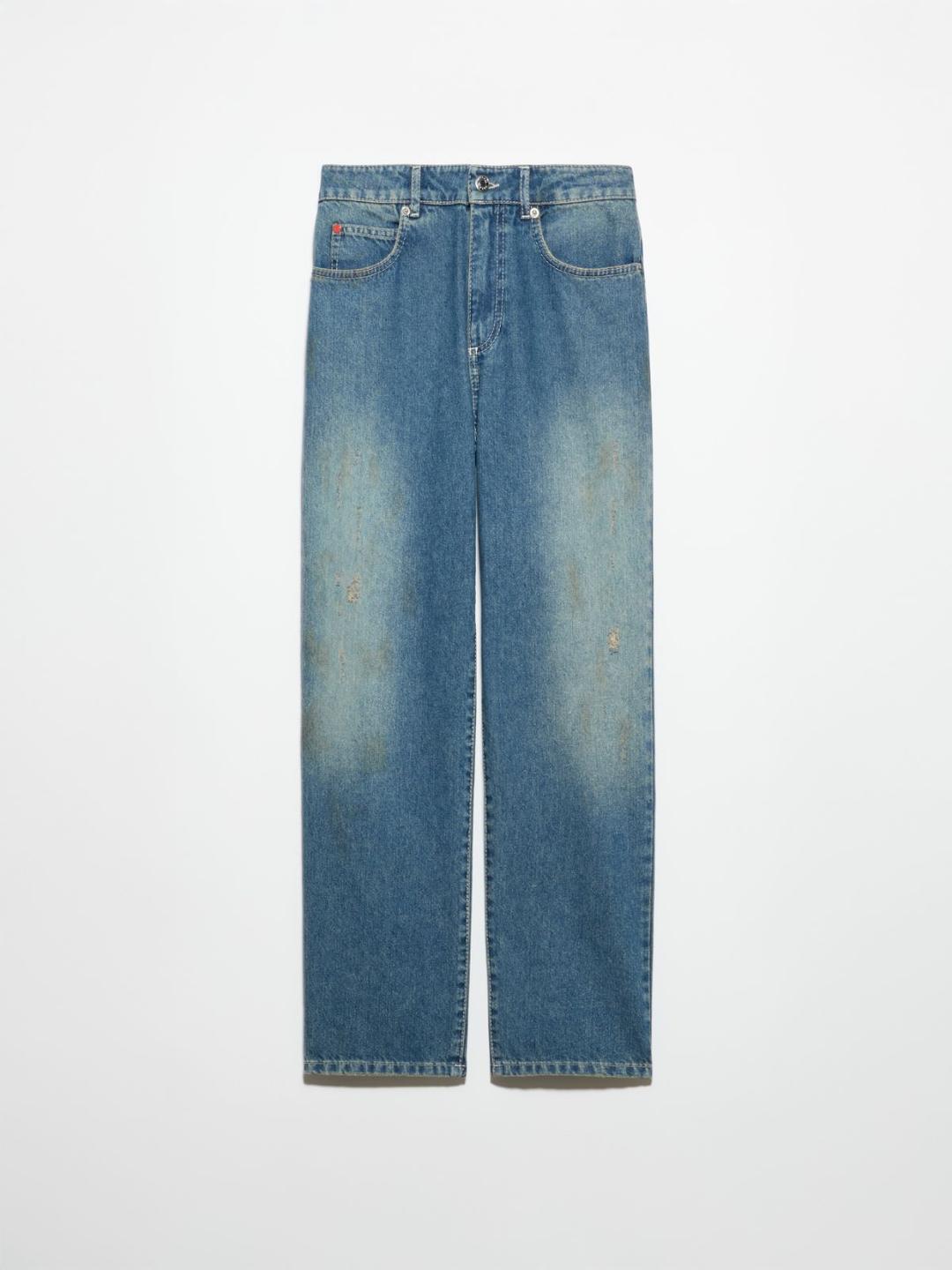 Jeans slim leg Re-Edit | Max&Co Jeans slim leg Re-Edit blu in puro cotone stone wash con dettagli distressed e gamba affusolata alla caviglia. | Max&Co