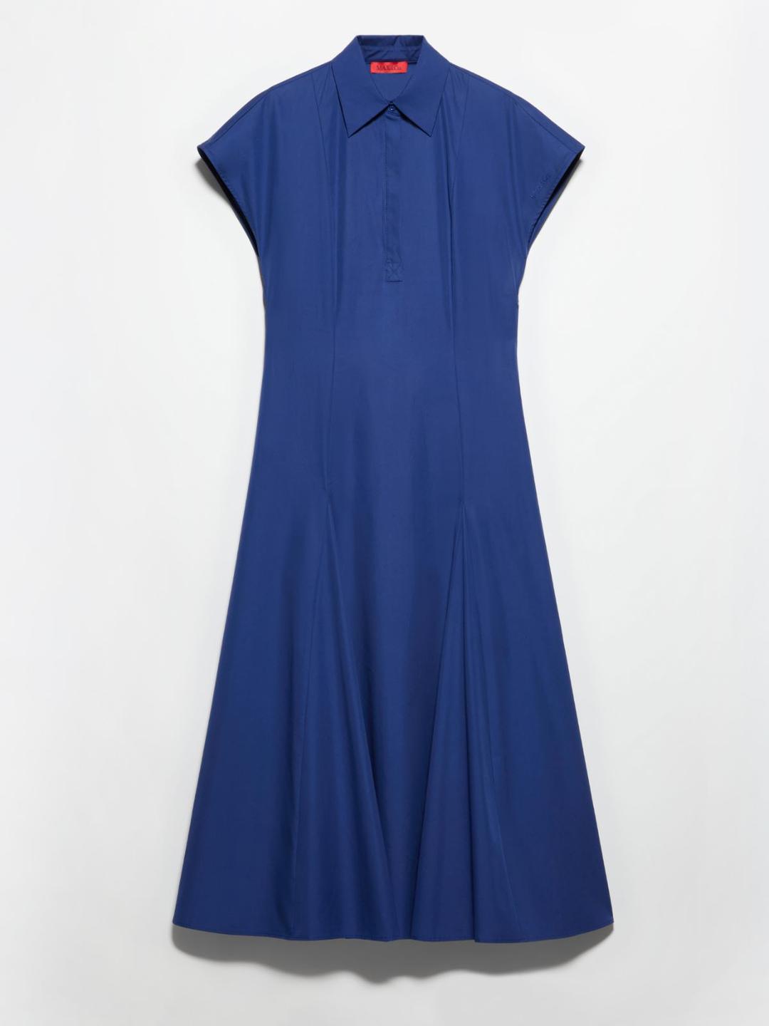 Abito fit & flare in popeline | Max&Co Abito fit & flare in popeline blu navy da donna, con collo a polo, maniche corte a kimono e logo ricamato, ideale per l'estate. | Max&Co
