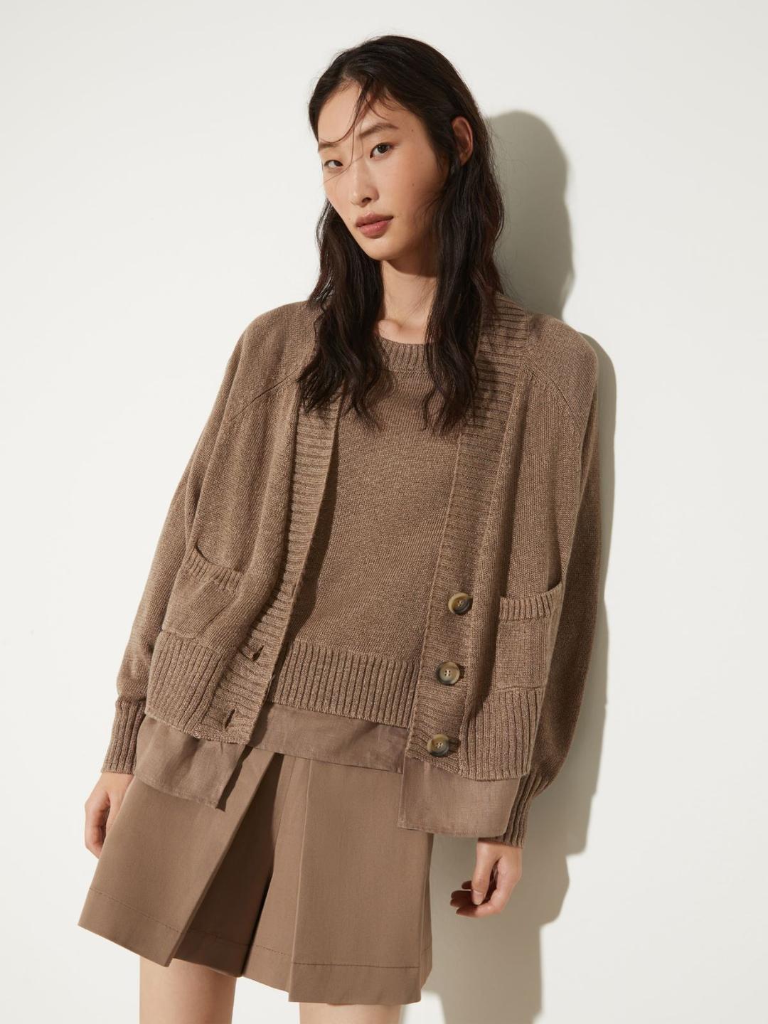 Cardigan in maglia e tela di lino | Max&Co Cardigan in maglia e tela di lino - vista alternativa - 3 | Max&Co