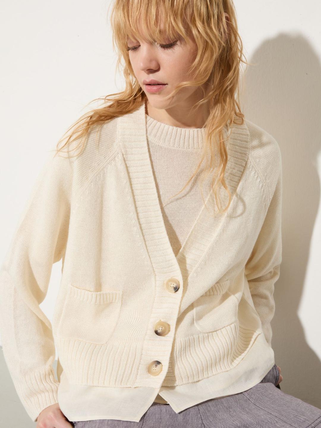 Cardigan in maglia e tela di lino | Max&Co Cardigan in maglia e tela di lino - vista alternativa - 9 | Max&Co