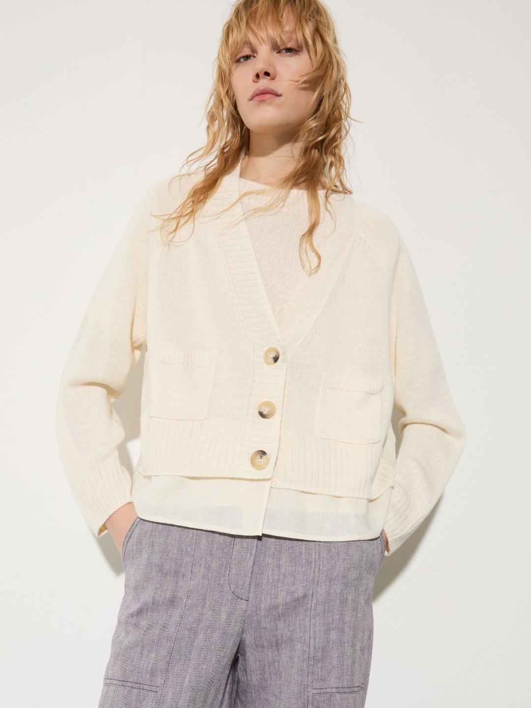 Cardigan in maglia e tela di lino | Max&Co Cardigan in maglia e tela di lino - vista alternativa - 9 | Max&Co