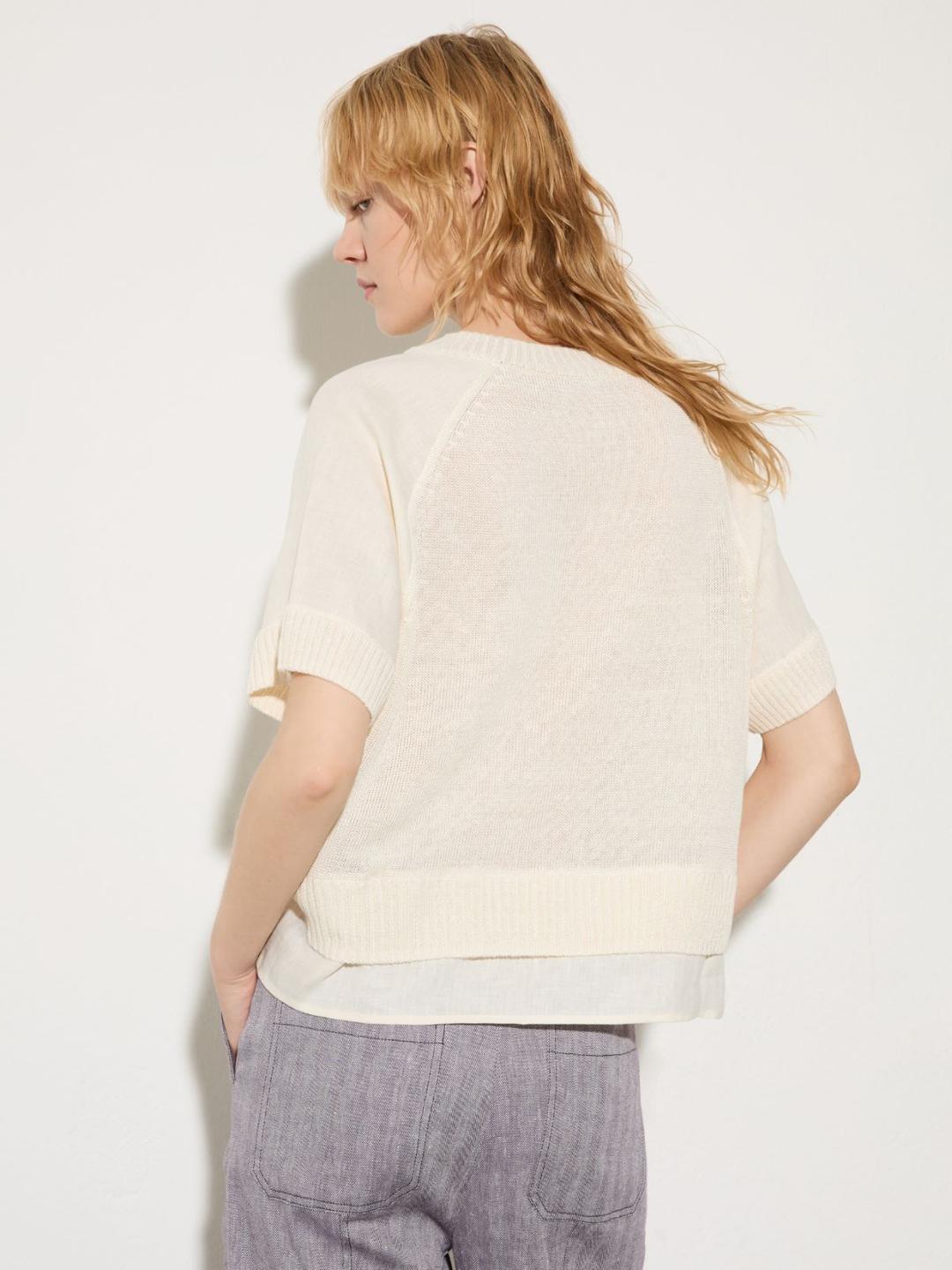 T-shirt in maglia e tela di lino | Max&Co T-shirt in maglia e tela di lino - vista alternativa - 20 | Max&Co