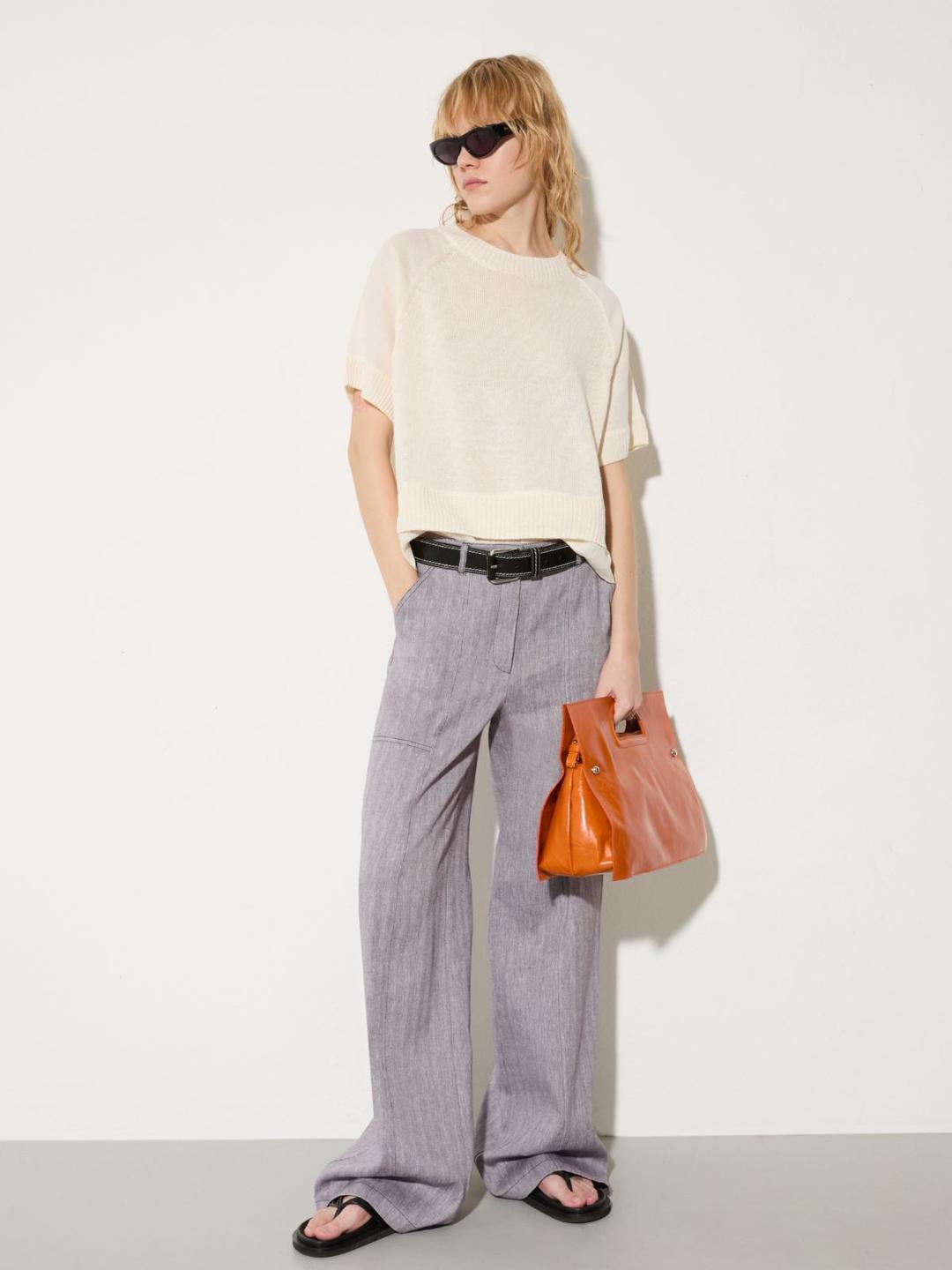 T-shirt in maglia e tela di lino | Max&Co T-shirt in maglia e tela di lino - vista alternativa - 20 | Max&Co