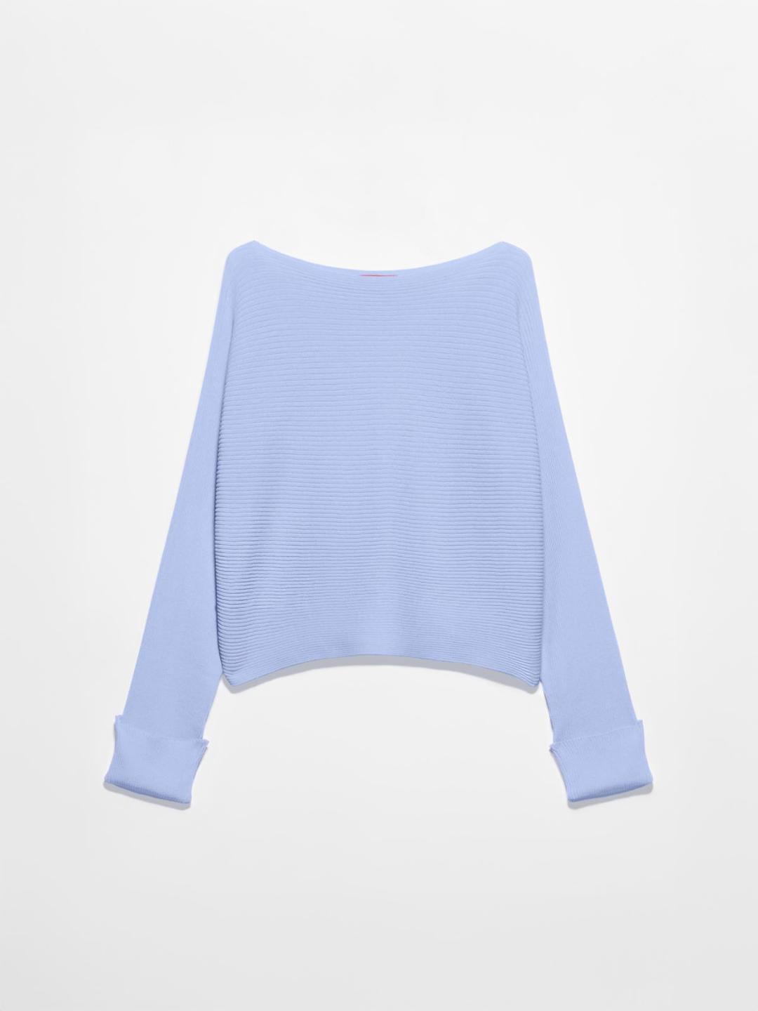 Maglia a coste orizzontali | Max&Co Maglia a coste orizzontali lavanda con scollo a barchetta e maniche lunghe a kimono con risvolti ai polsi. | Max&Co