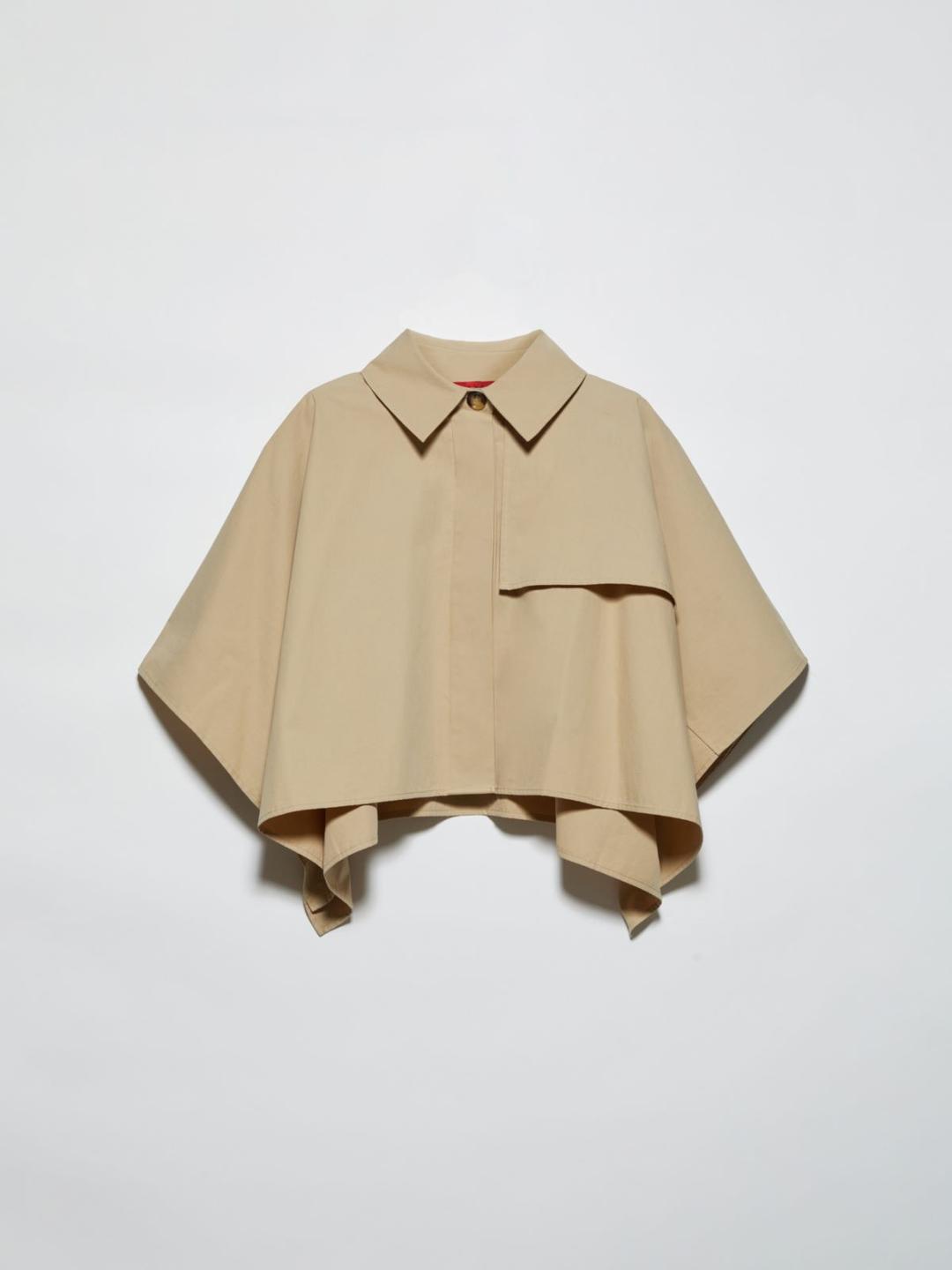 Cappa in cotone antigoccia | Max&Co Cappa in cotone antigoccia beige con collo a camicia e falde sovrapposte, ideale per la mezza stagione. | Max&Co