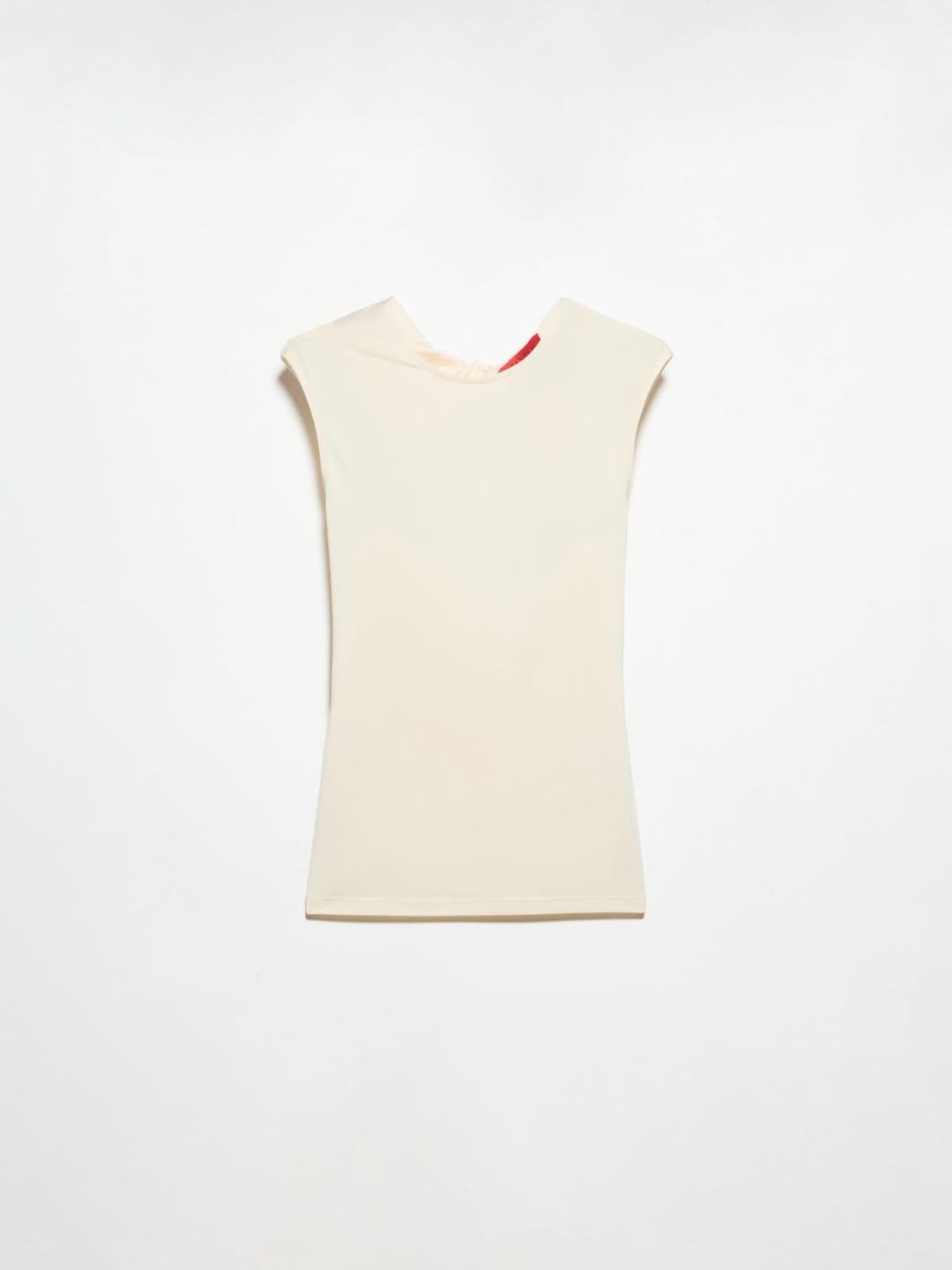 Top in jersey crêpe | Max&Co Top in jersey crêpe avorio da donna, girocollo senza maniche con dettaglio cut-out e motivo a torchon sulla schiena. | Max&Co