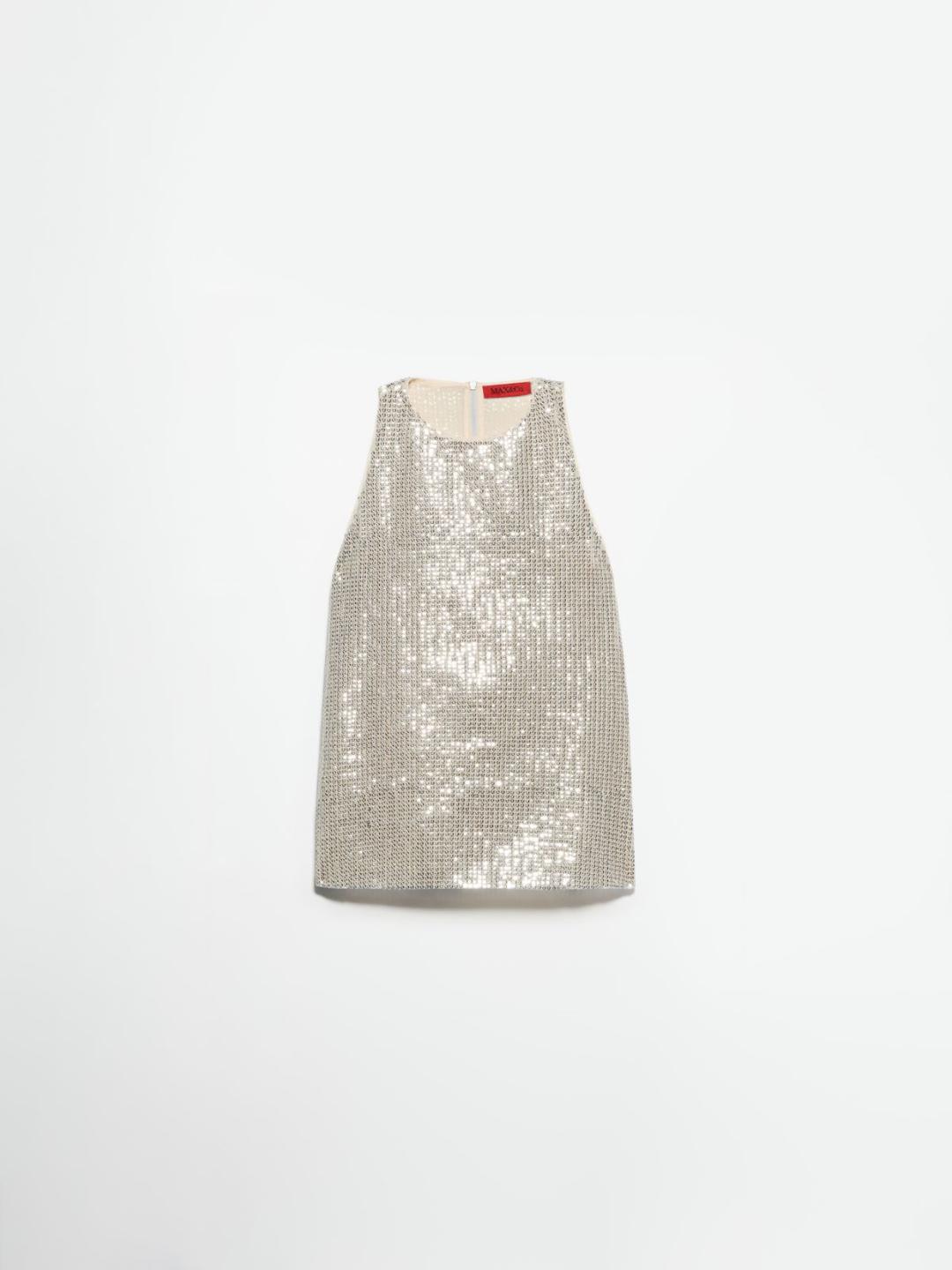 Top in tulle con paillettes | Max&Co Top in tulle cipria con paillettes ricamate all-over, girocollo e zip invisibile sul retro. | Max&Co