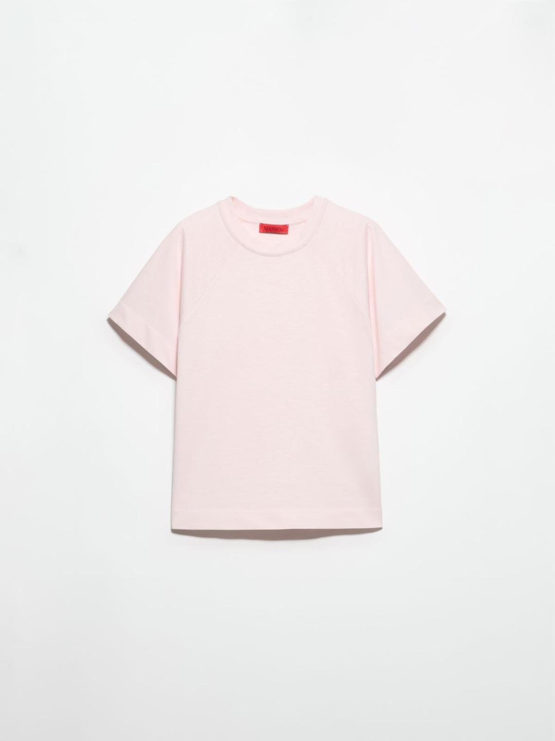 T-shirt in cotone e lino | Max&Co T-shirt rosa in cotone e lino con leggero effetto fiammato, girocollo, maniche corte a raglan e taglio boxy ampio. | Max&Co