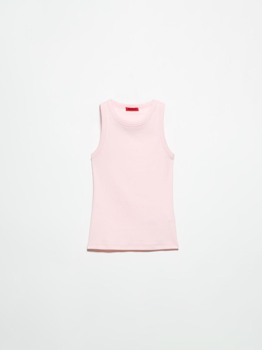 Canotta in cotone a costine | Max&Co Canotta rosa in cotone a costine stretch con girocollo e vestibilità aderente, ideale per outfit casual o eleganti. | Max&Co