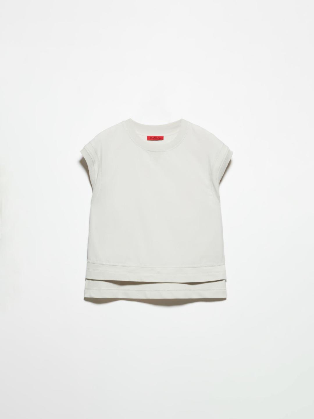 Gilet in felpa e popeline | Max&Co Gilet oversize grigio in felpa di cotone stretch e popeline, con girocollo, orlo più lungo sul retro e logo MAX&Co. gommato in rilievo. | Max&Co