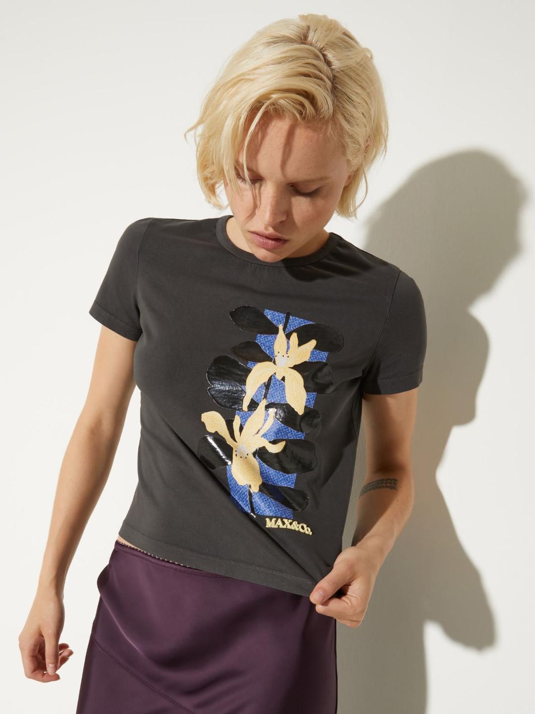 T-shirt slim con stampa floreale | Max&Co T-shirt slim con stampa floreale - vista alternativa - 3 | Max&Co