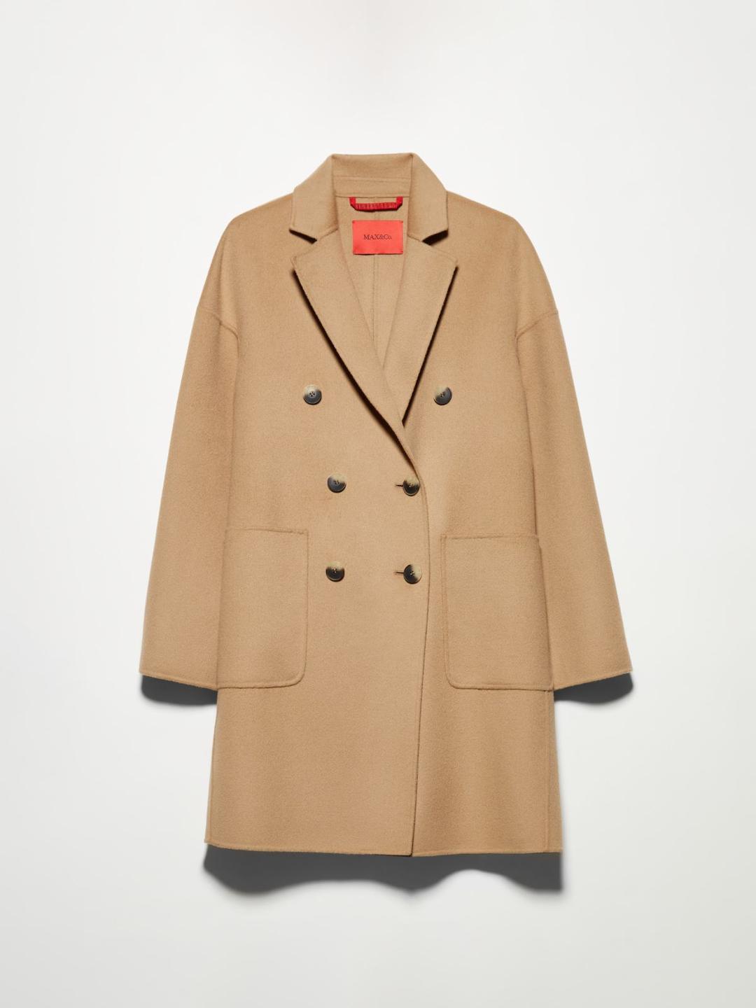 Cappotto in lana double | Max&Co Cappotto in lana double CAMMELLO con taglio a doppiopetto, collo a revers e tasche applicate, realizzato in pura lana a tessitura double. | Max&Co