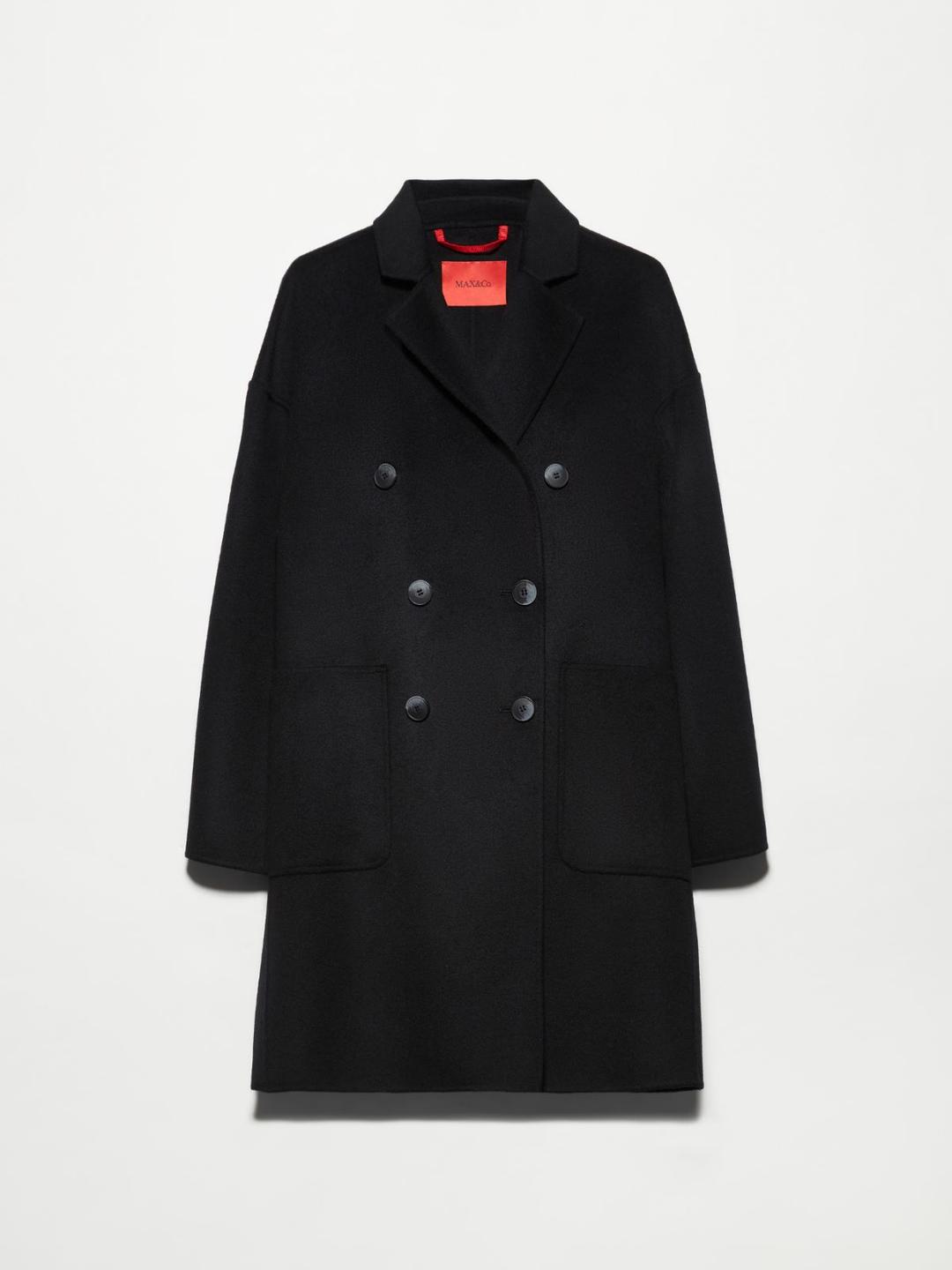 Cappotto in lana double | Max&Co Cappotto in lana double nero con taglio a doppiopetto, collo a revers e tasche applicate, ideale per i primi freddi. | Max&Co