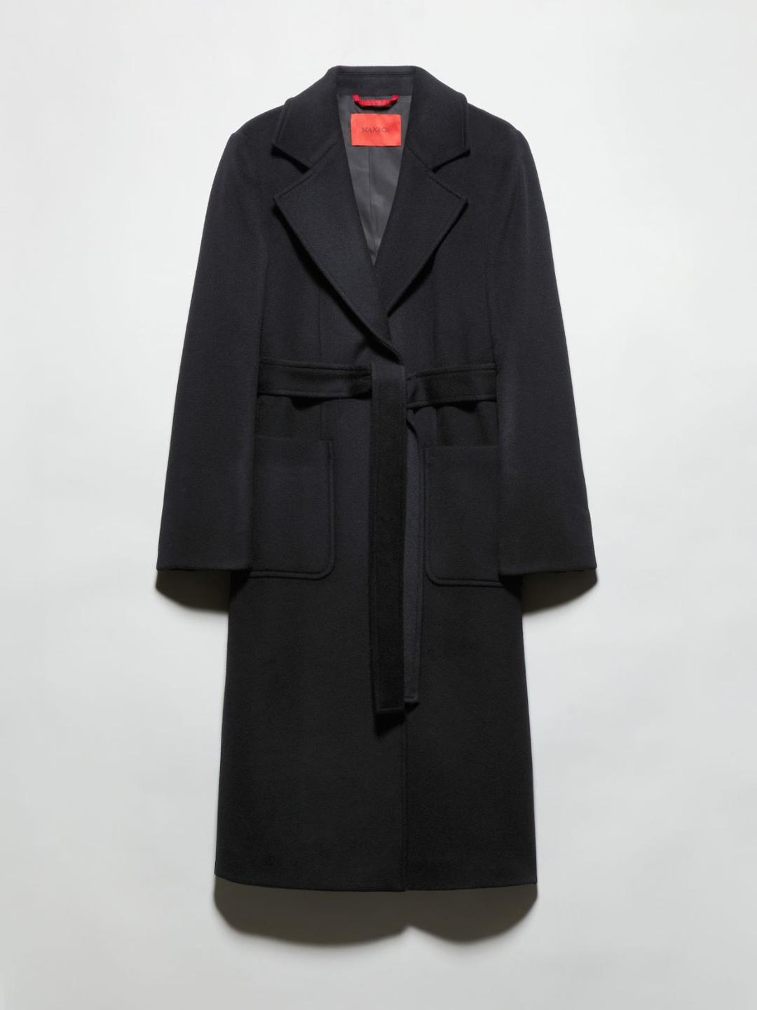 Cappotto Runaway in drap | Max&Co Cappotto Runaway in drap nero MAX&Co. con cintura abbinata, revers e tasche applicate, realizzato in pura lana. | Max&Co
