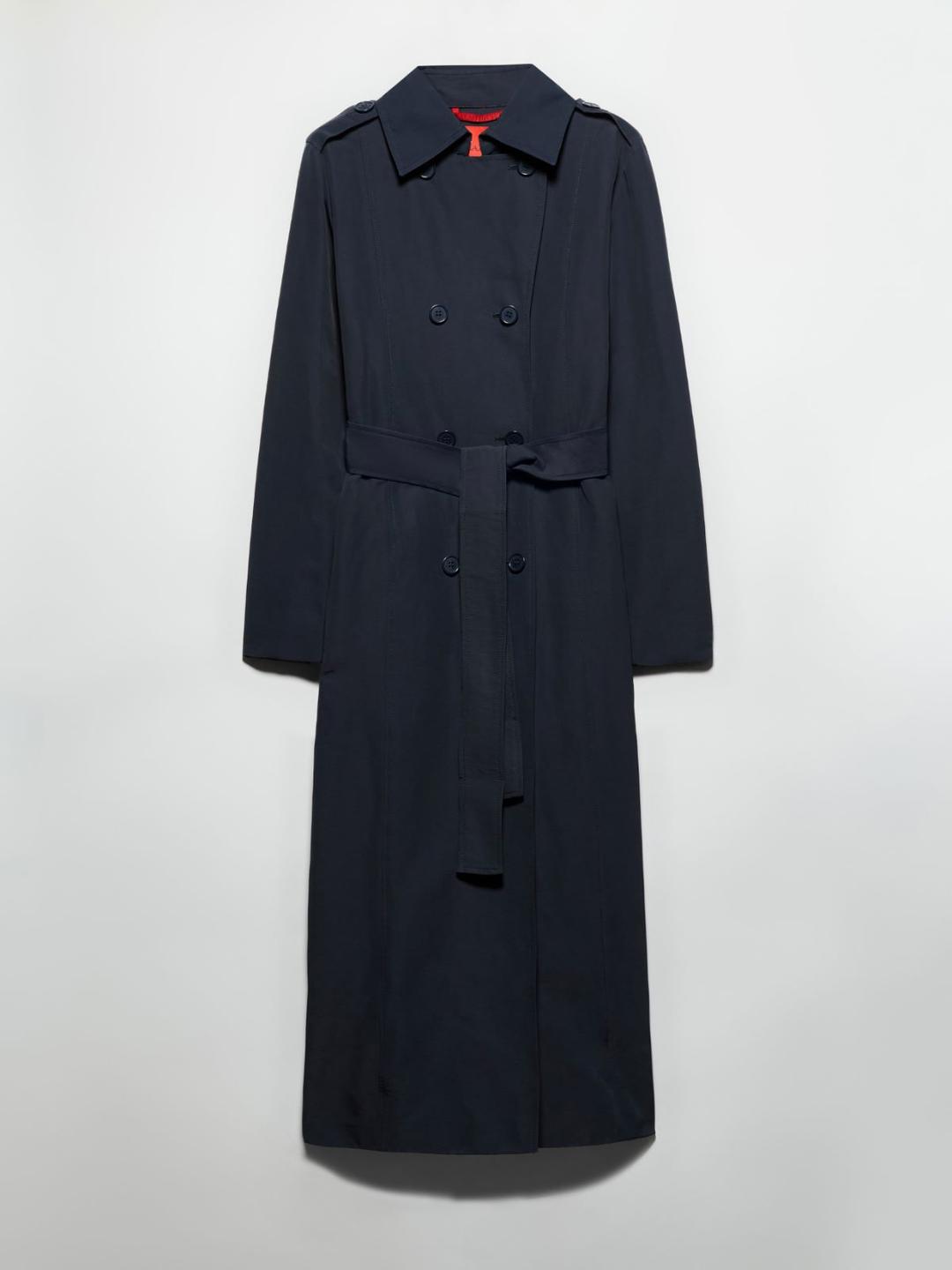 Trench midi in ottoman | Max&Co Trench midi blu in ottoman di cotone e nylon, con taglio a doppiopetto, cintura coordinata e colletto a revers. | Max&Co