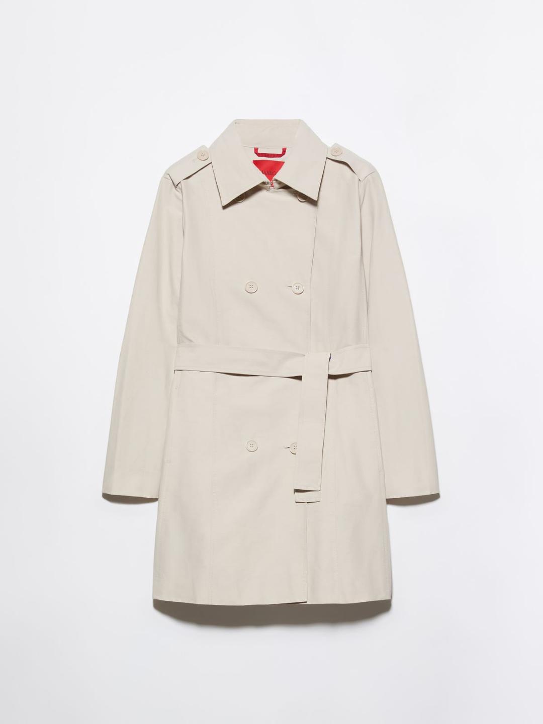 Trench doppiopetto in ottoman | Max&Co Trench doppiopetto beige in ottoman di cotone e nylon, con cintura coordinata, collo a revers e tasche inserite. | Max&Co