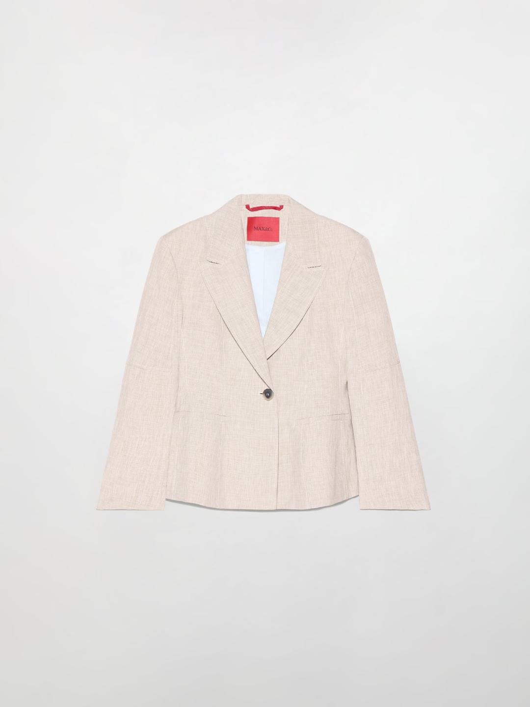 Blazer in blend di lino | Max&Co Blazer monopetto beige in blend di lino fiammato con taglio sartoriale e un bottone, ideale per outfit estivi. | Max&Co