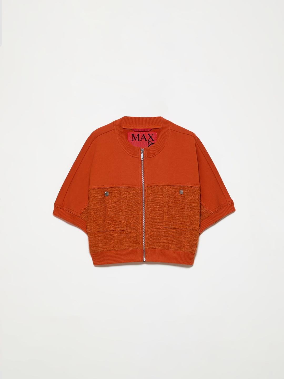 Giacca in felpa e stuoia | Max&Co Giacca arancione cropped oversize in felpa e tessuto a stuoia con tasche applicate e zip. | Max&Co