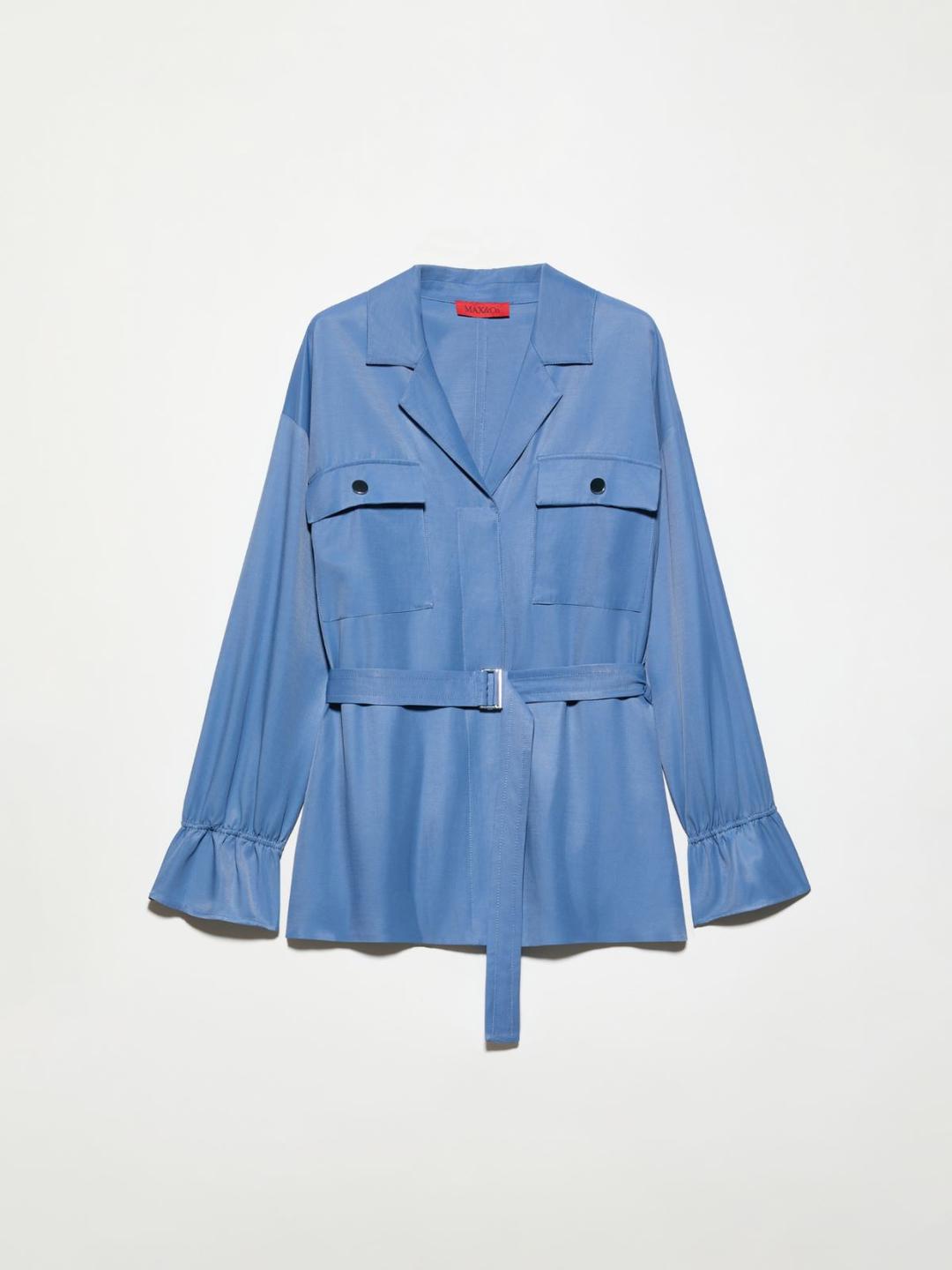 Giacca camicia con cintura | Max&Co Giacca camicia avio in tessuto fluido di viscosa e lino, con cintura coordinata, polsi a corolla e tasche utility. | Max&Co