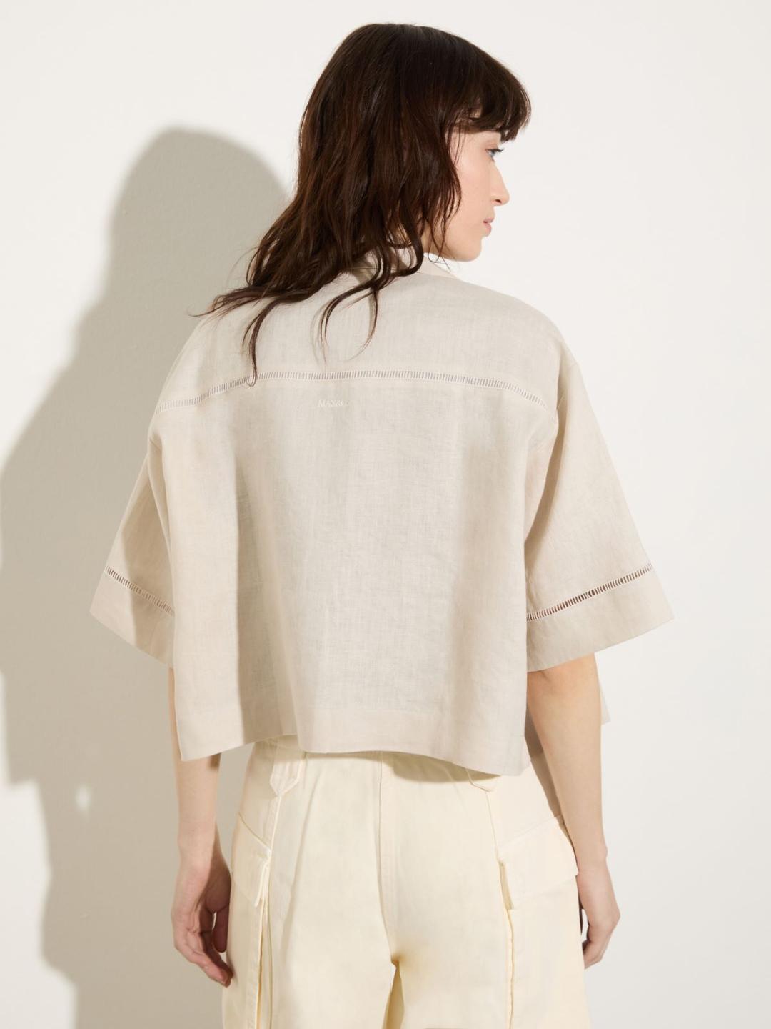 Camicia boxy in lino con ricami | Max&Co Camicia boxy in lino con ricami - vista alternativa - 0 | Max&Co