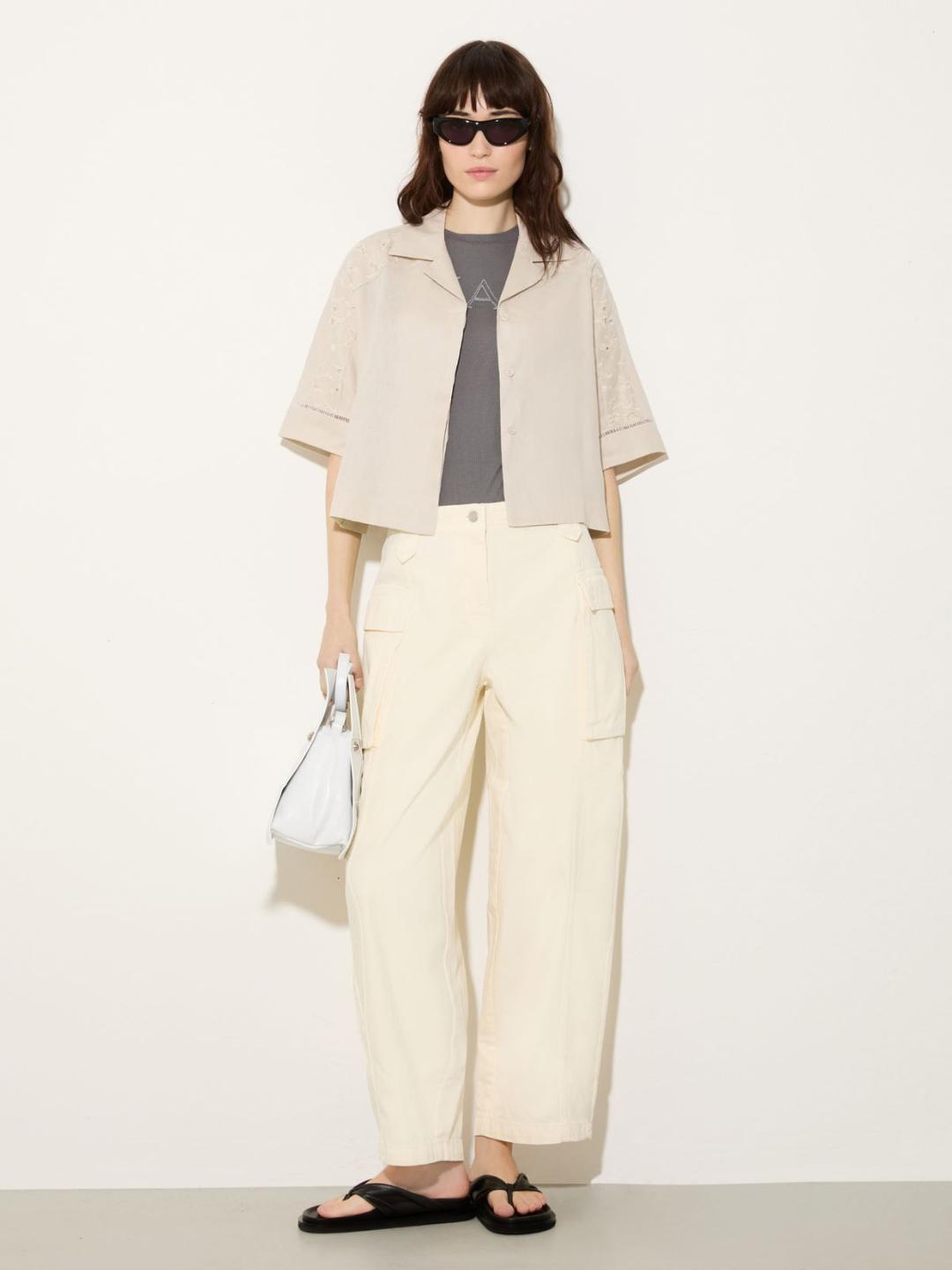 Camicia boxy in lino con ricami | Max&Co Camicia boxy in lino con ricami - vista alternativa - 0 | Max&Co