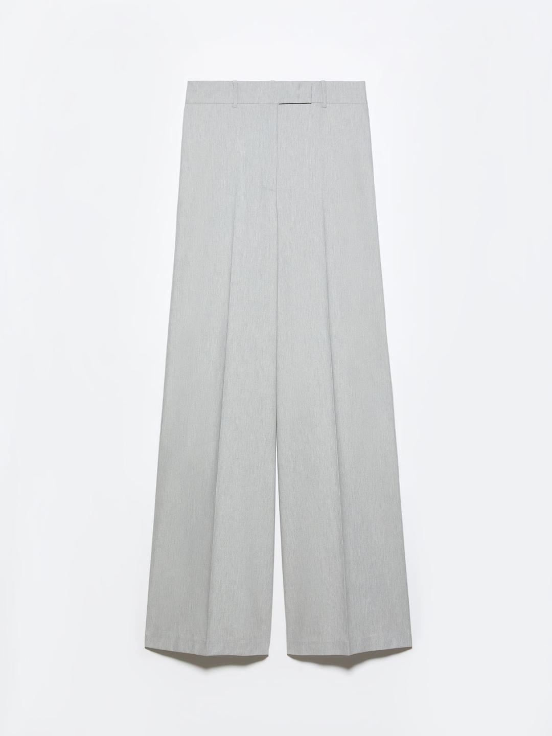 Pantaloni diritti in gabardine | Max&Co Pantaloni dritti in gabardine grigio melange con vita regolare, passanti, tasche alla francese e piega stirata. | Max&Co