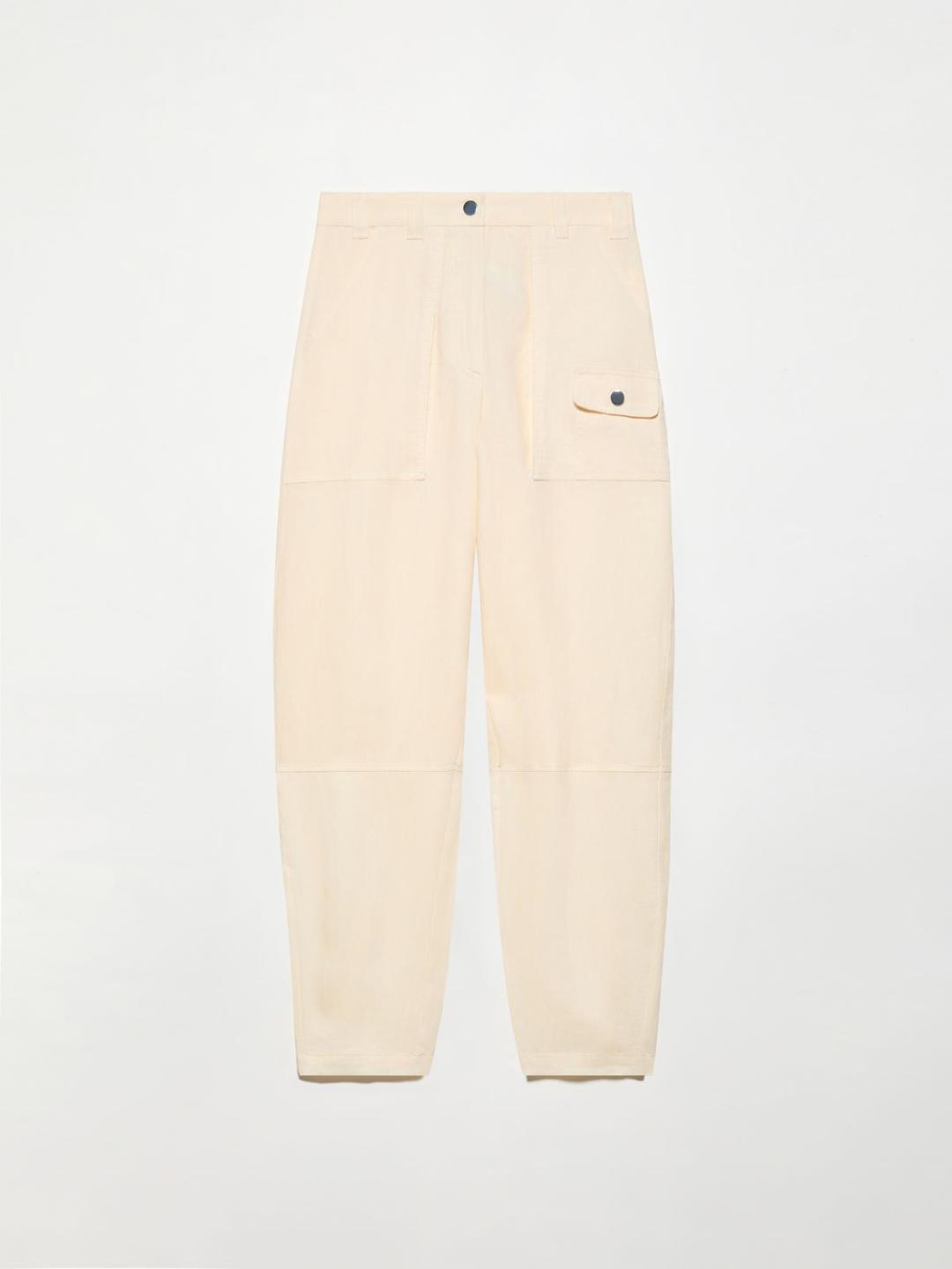 Pantaloni barrel in puro lino | Max&Co Pantaloni barrel in puro lino color latte con tasche utility e gamba morbida. | Max&Co