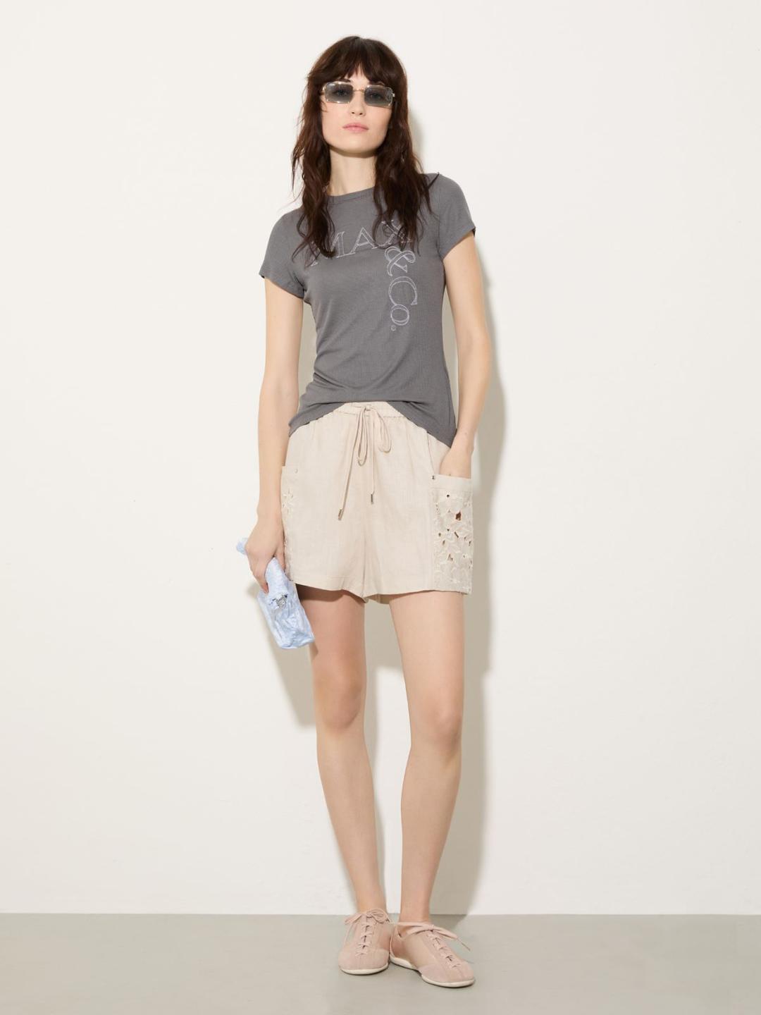 Shorts in lino con ricami | Max&Co Shorts in lino con ricami - vista alternativa - 3 | Max&Co