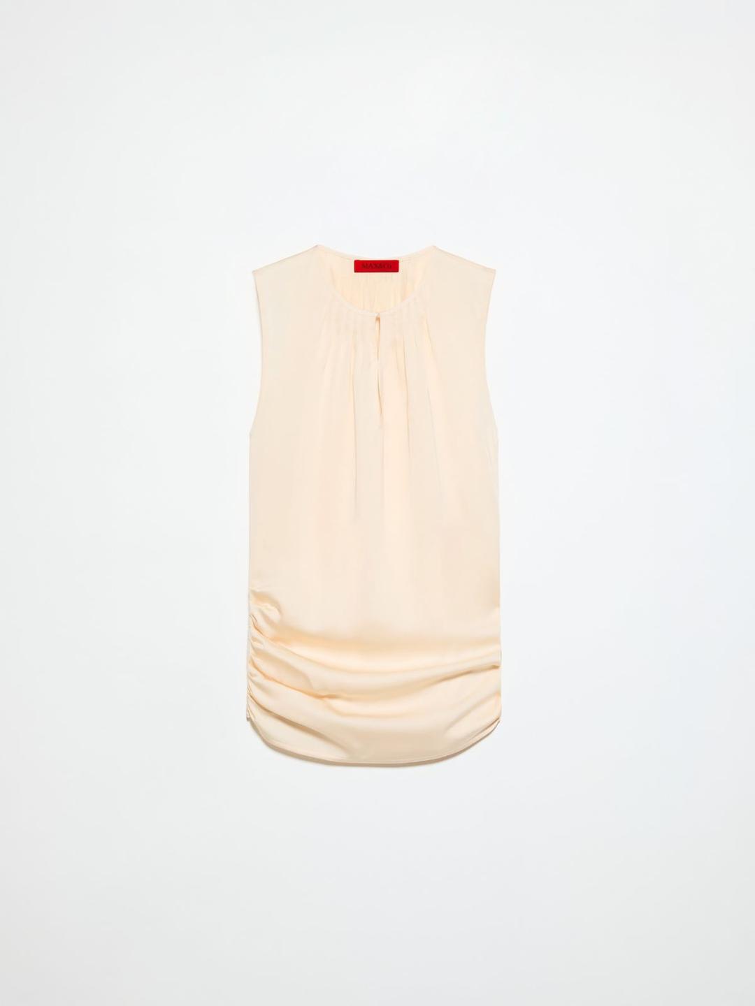 Top in raso con drappeggi | Max&Co Top in raso di viscosa color paglia con drappeggio sul fianco destro e orlo arrotondato. | Max&Co